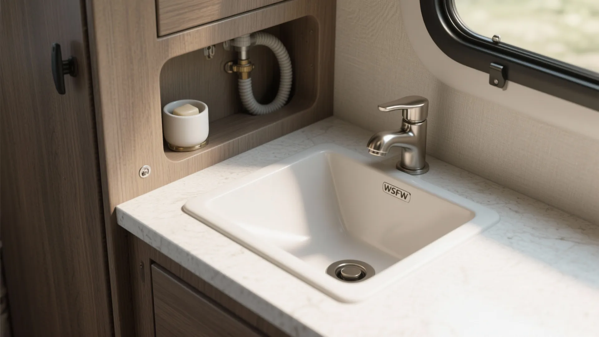 1. Corner Sink with Integrated Counter