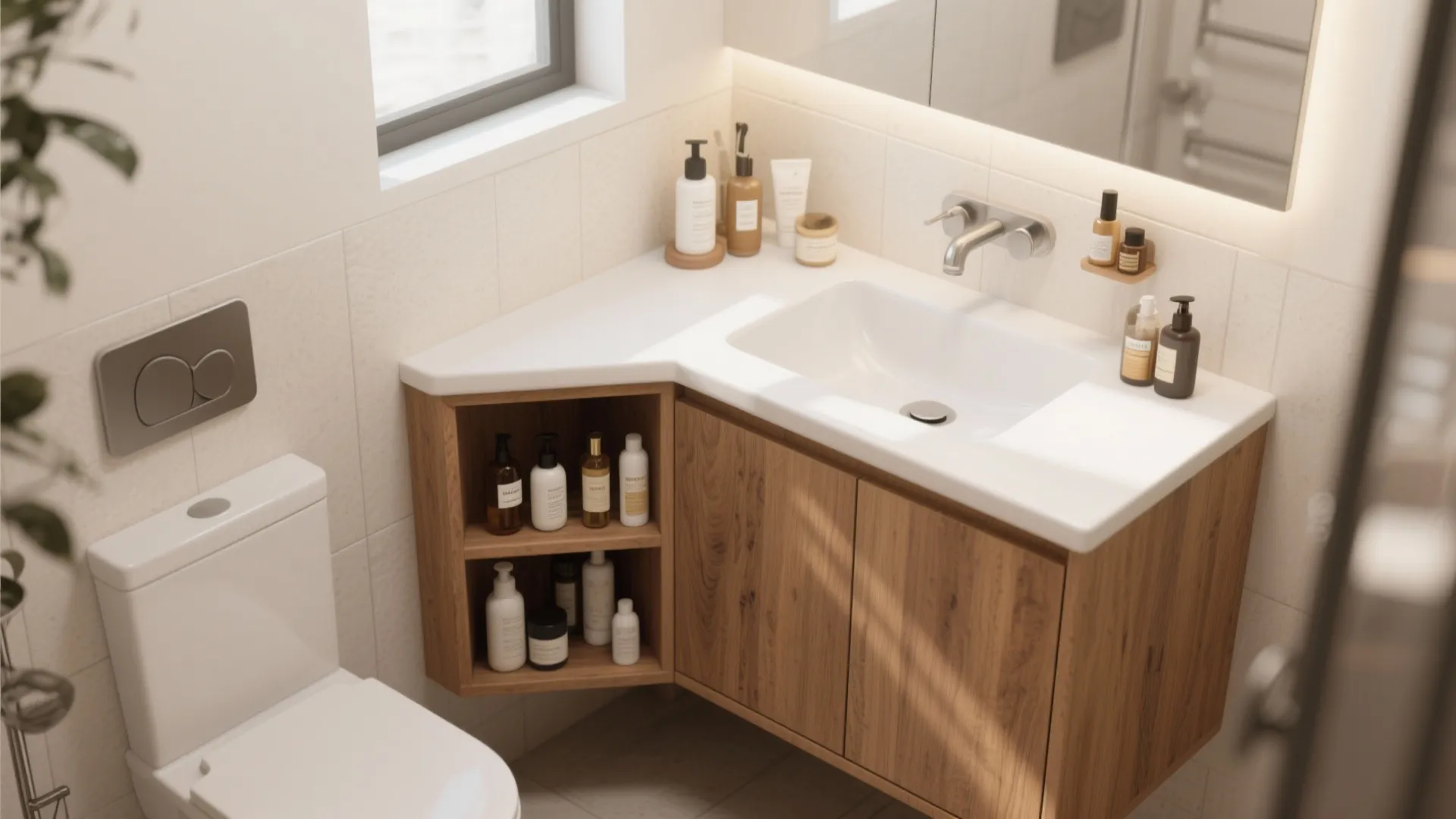 3. Corner Sink with Storage Cabinet