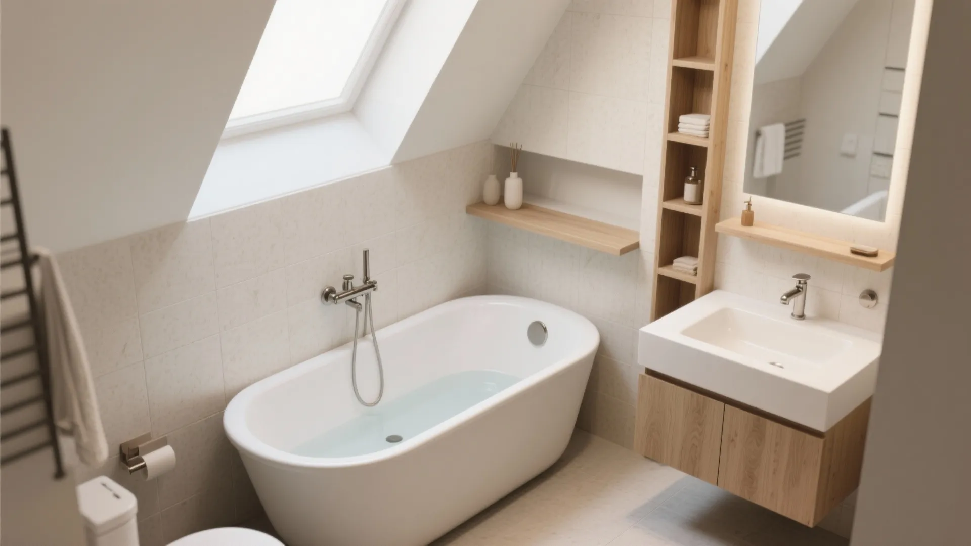 3. Corner soaking tub plus wall-mounted fixtures