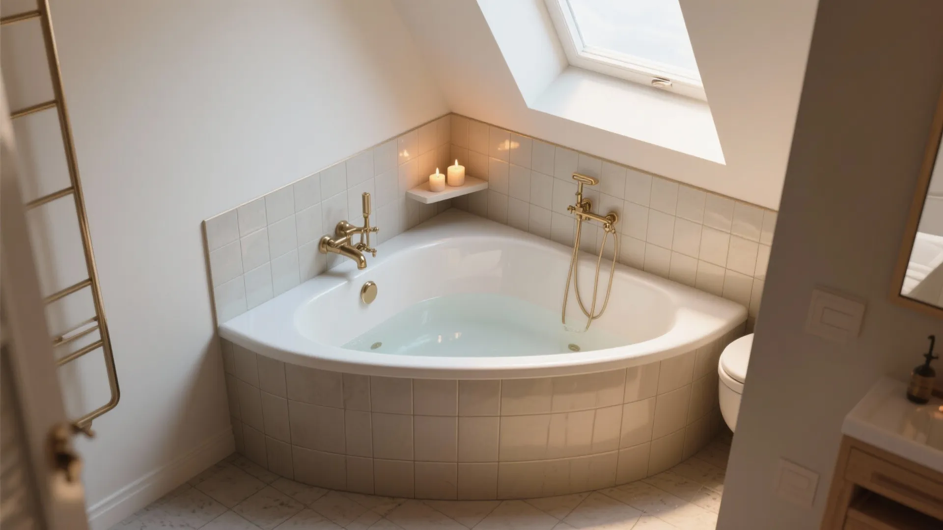 3. Corner soaking tub for angled spaces