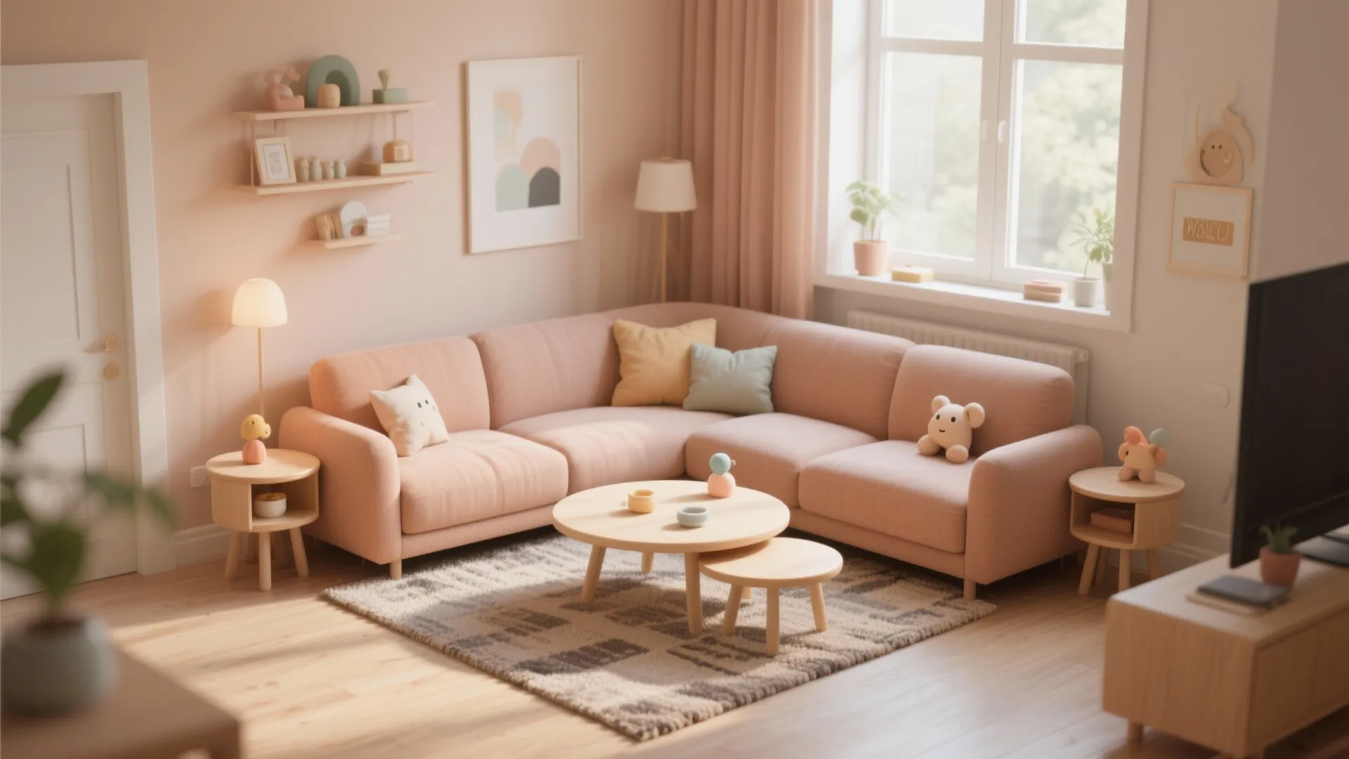 5. Corner Sofa Paired with a Compact Coffee Table
