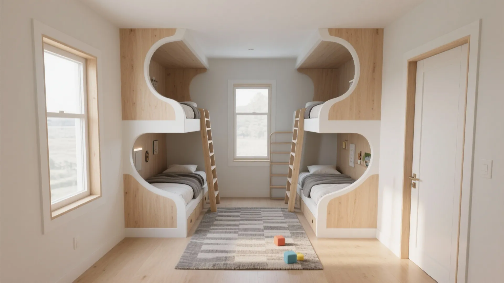 3. Corner split bunks to maximize floor flow