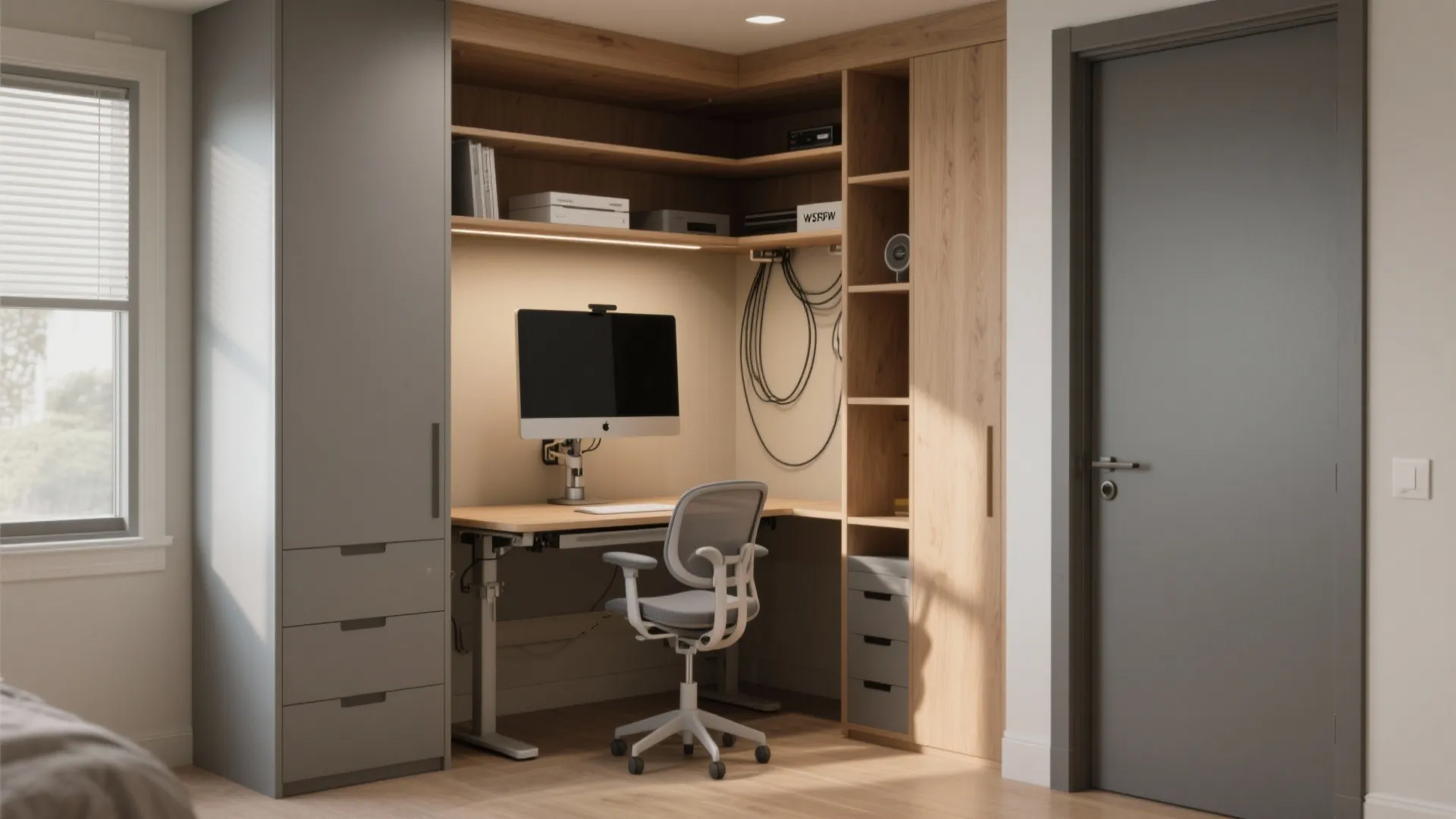 Corner Closet Desk with Standing Option