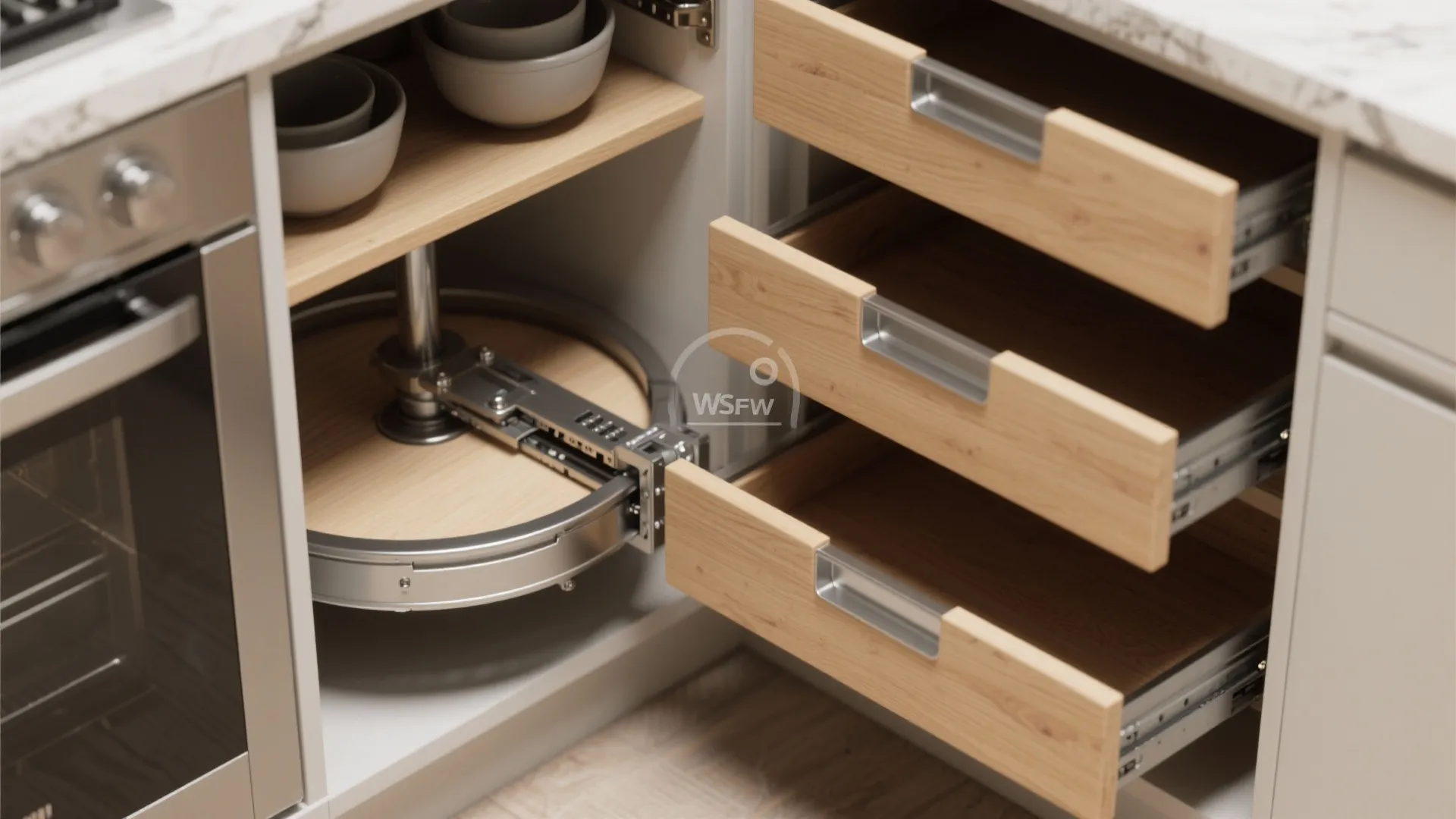 4. Maximize the corner with clever storage fittings