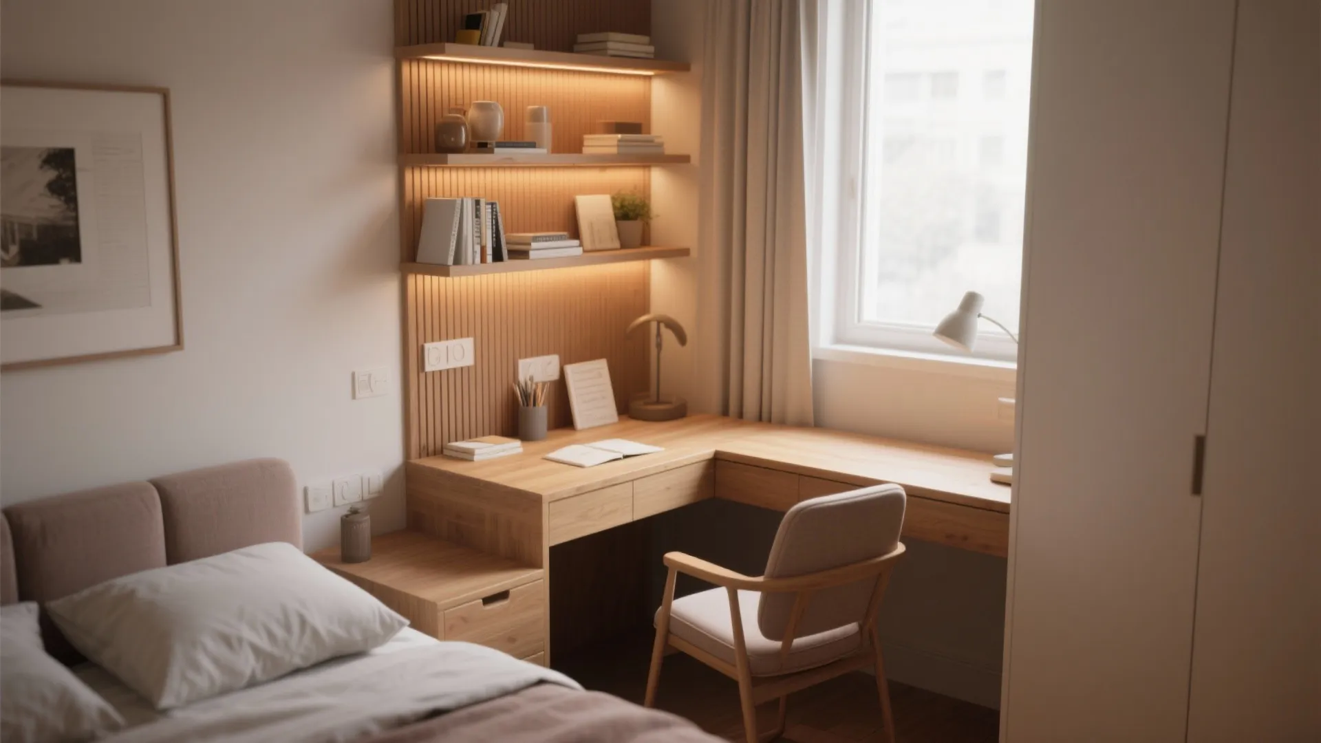 Corner-Mounted Study Desk