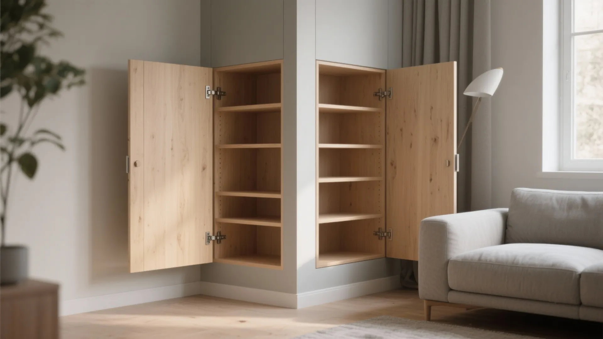 3. Corner Cabinet with Swing-Out Doors