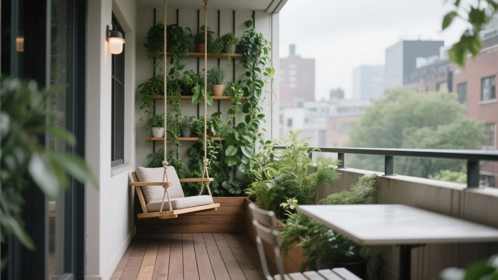 2) Corner swing nook with layered greens