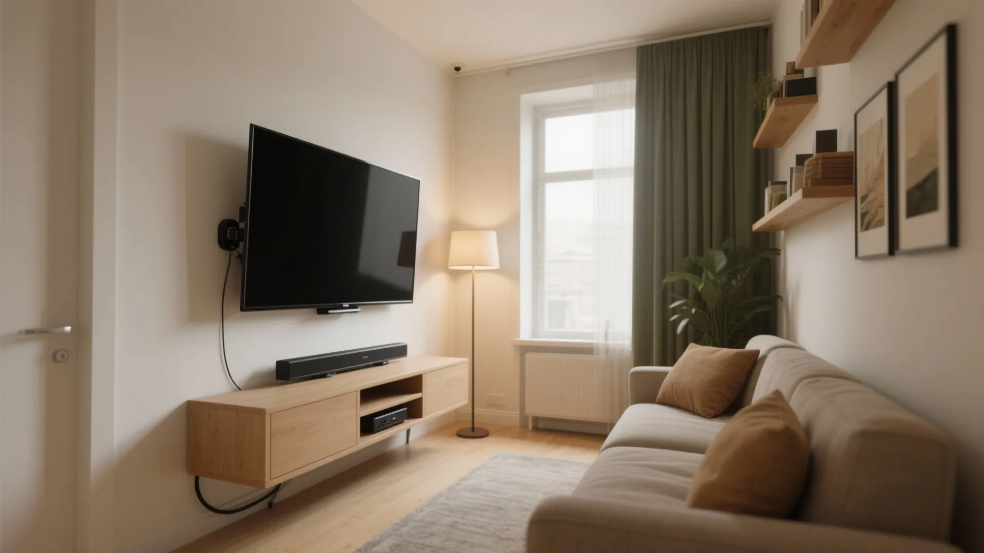 Tuck the TV into a corner with a swivel mount