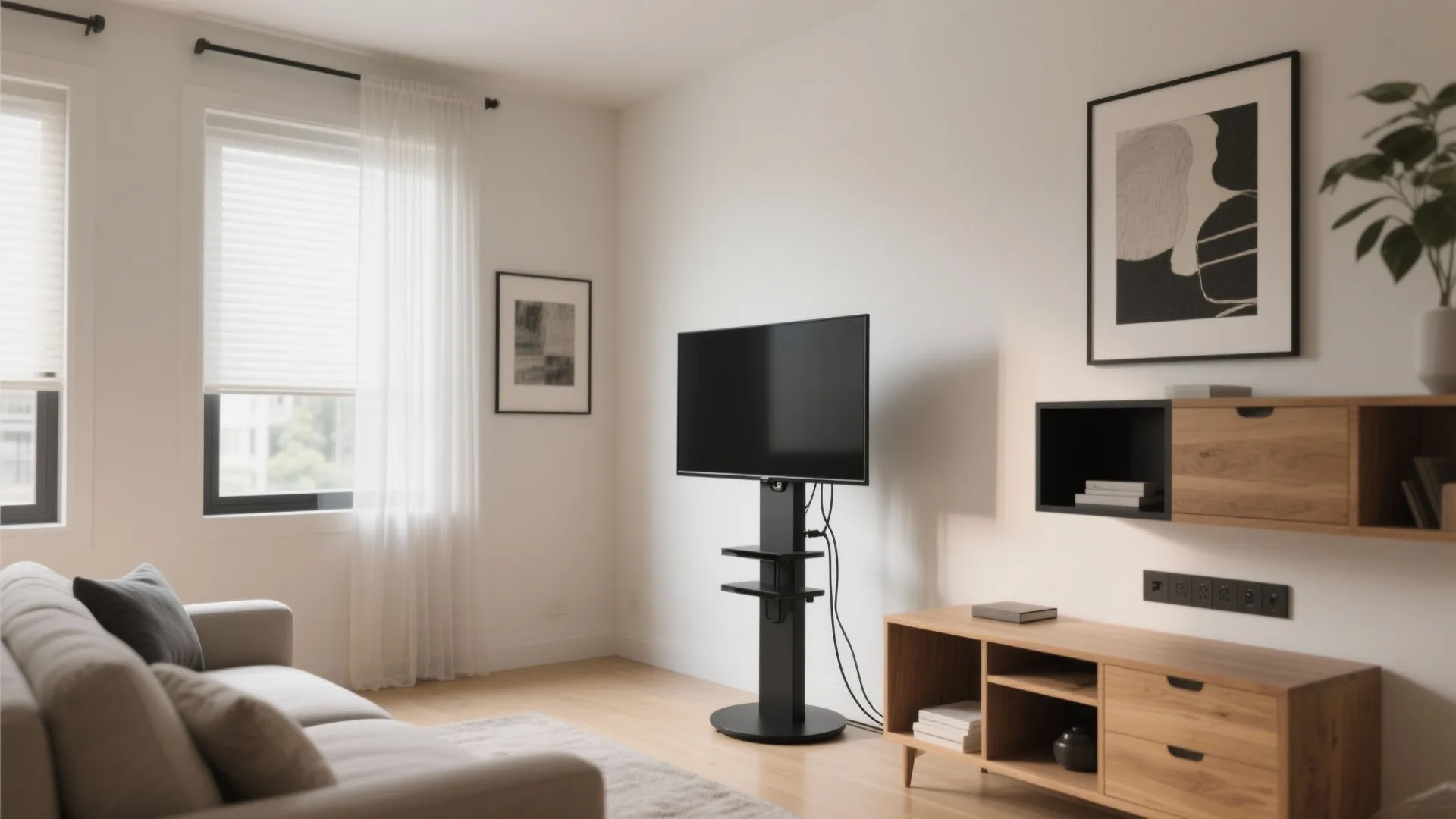 5) Corner-Friendly Swivel Stand or Wall Arm