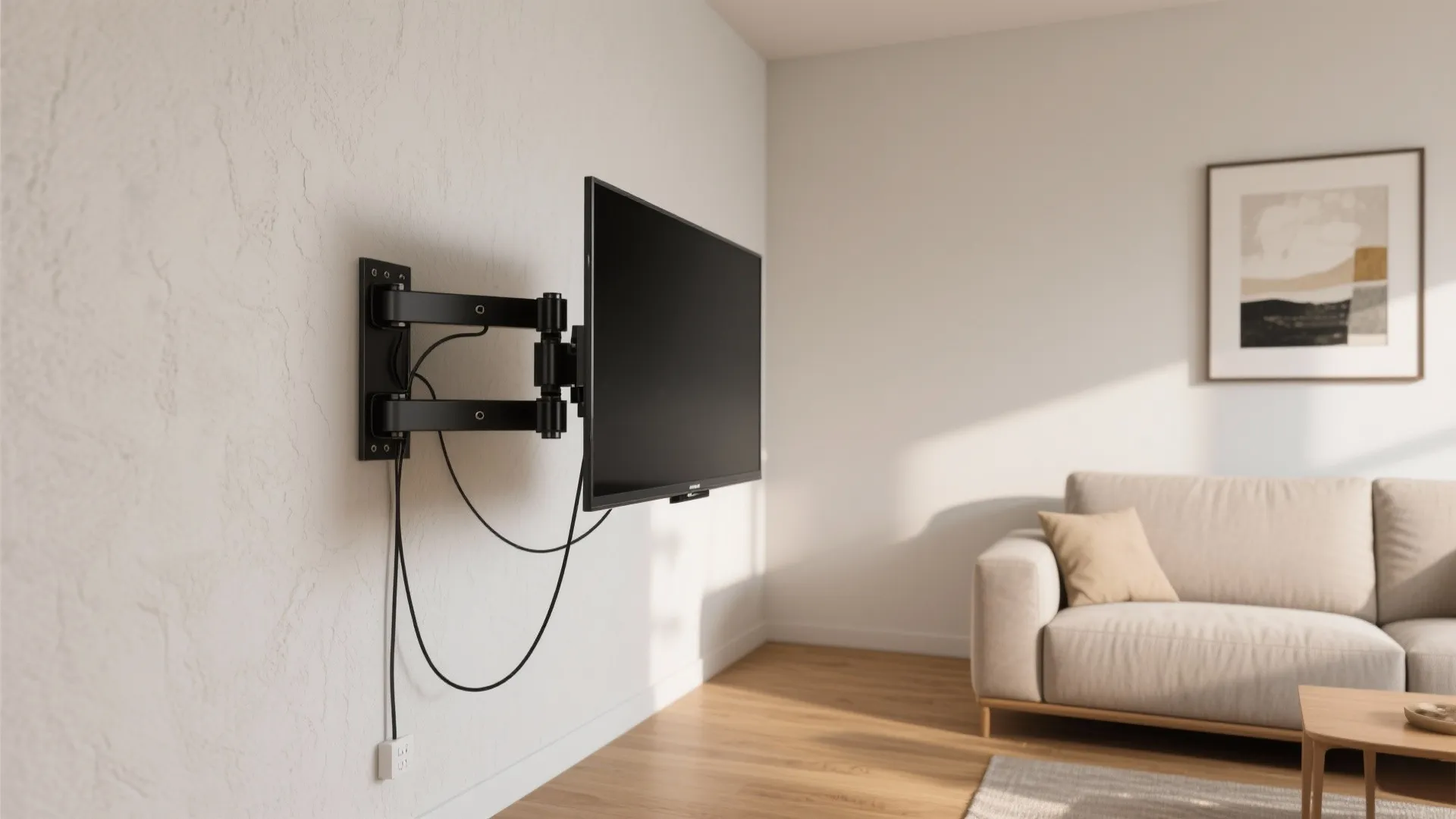 4) On a swivel arm in a corner