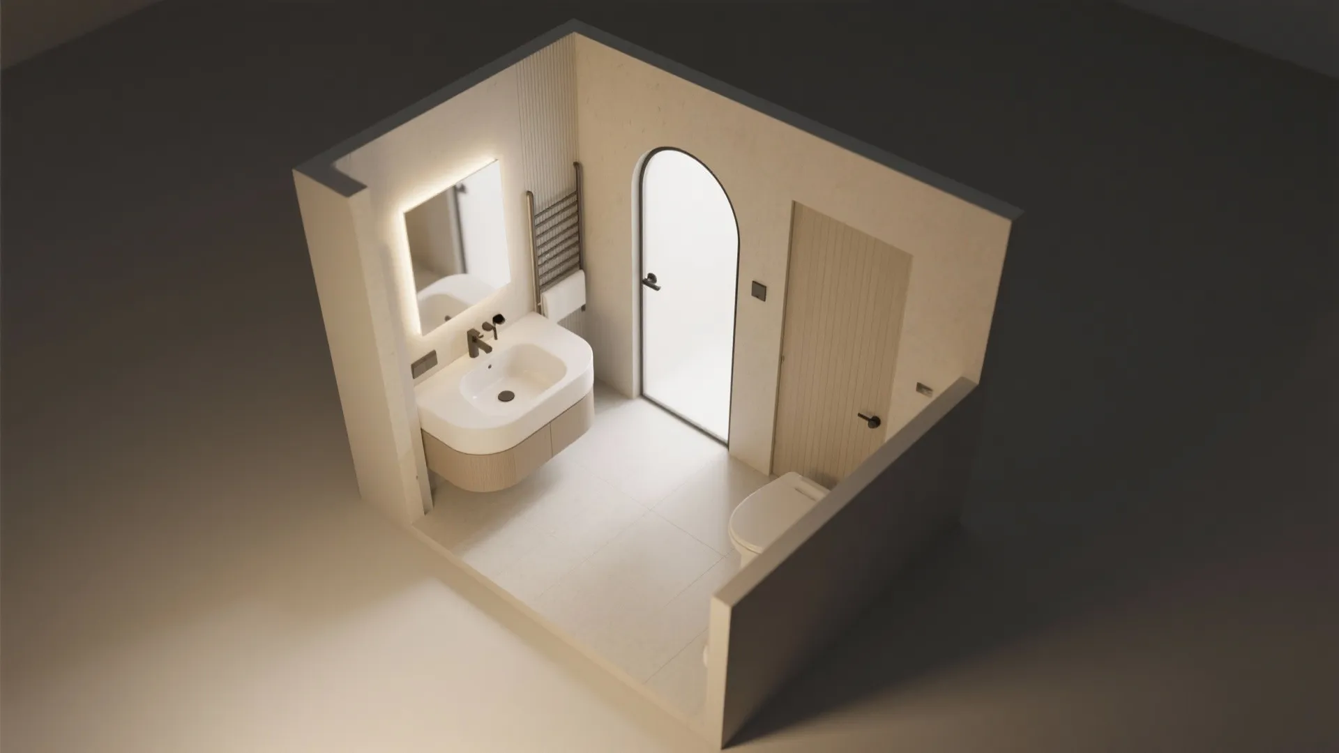 Corner Sink with a Gentle Radius Front