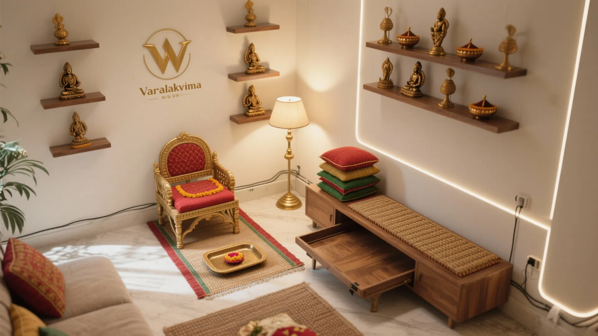 3) Smart Small-Space Pooja Corner Planning