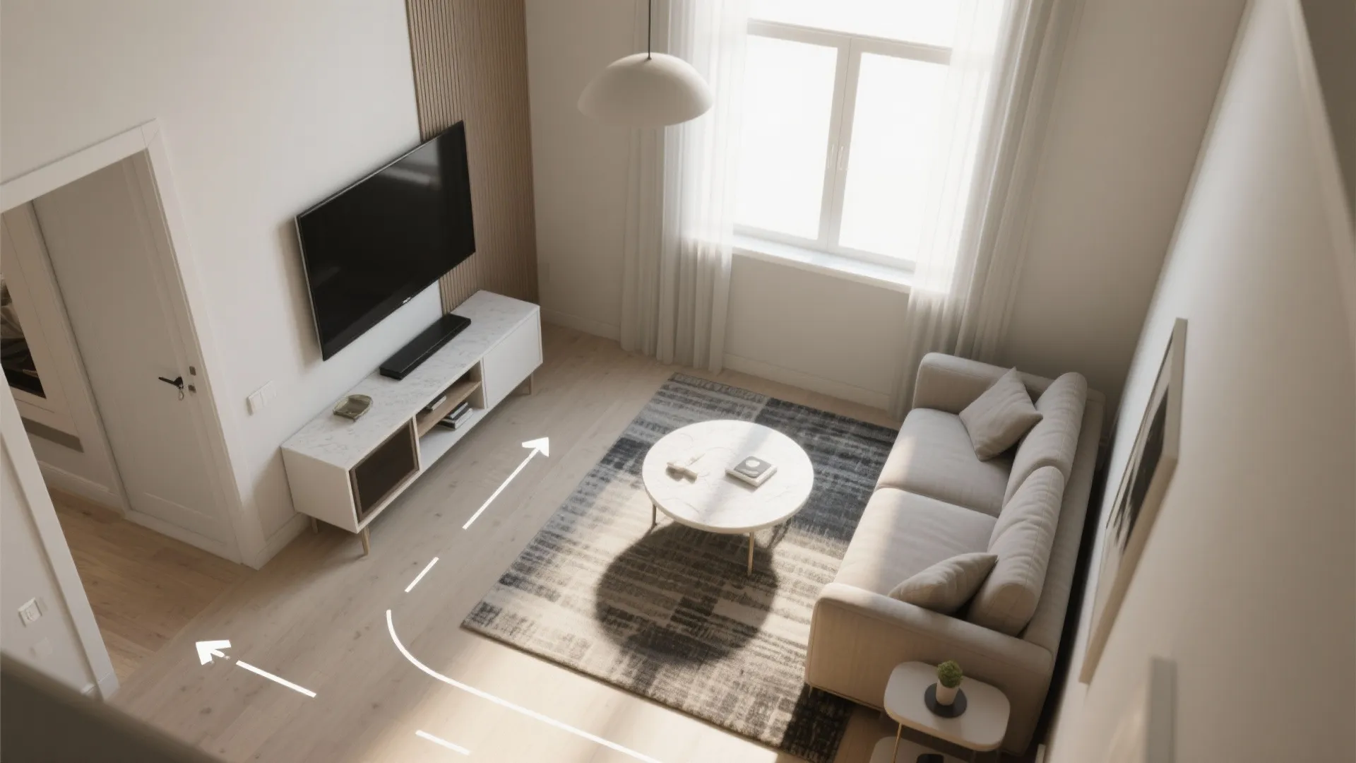 L-Shaped Corner TV Showcase for Small Halls