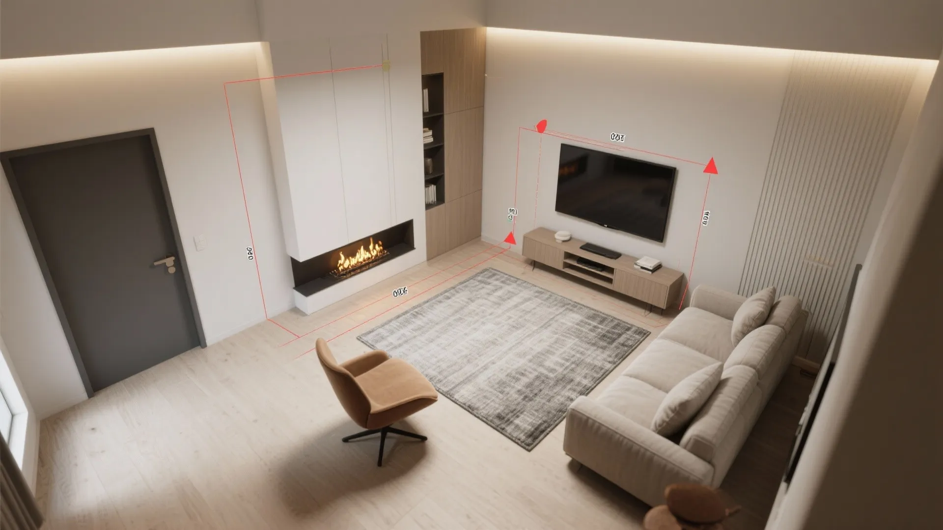 Idea 3: Corner Fireplace, Diagonal Flow