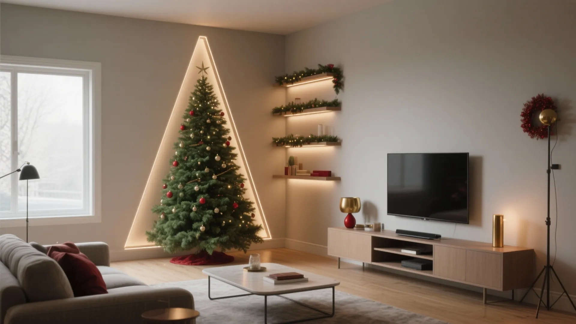 DIY Corner Wall Christmas Tree: Transform Your Space: 1 Minute to a Festive Home: DIY Corner Wall Tree Hack