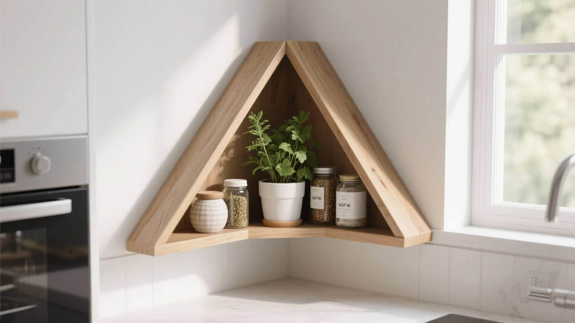 5. Corner floating shelves to use dead space