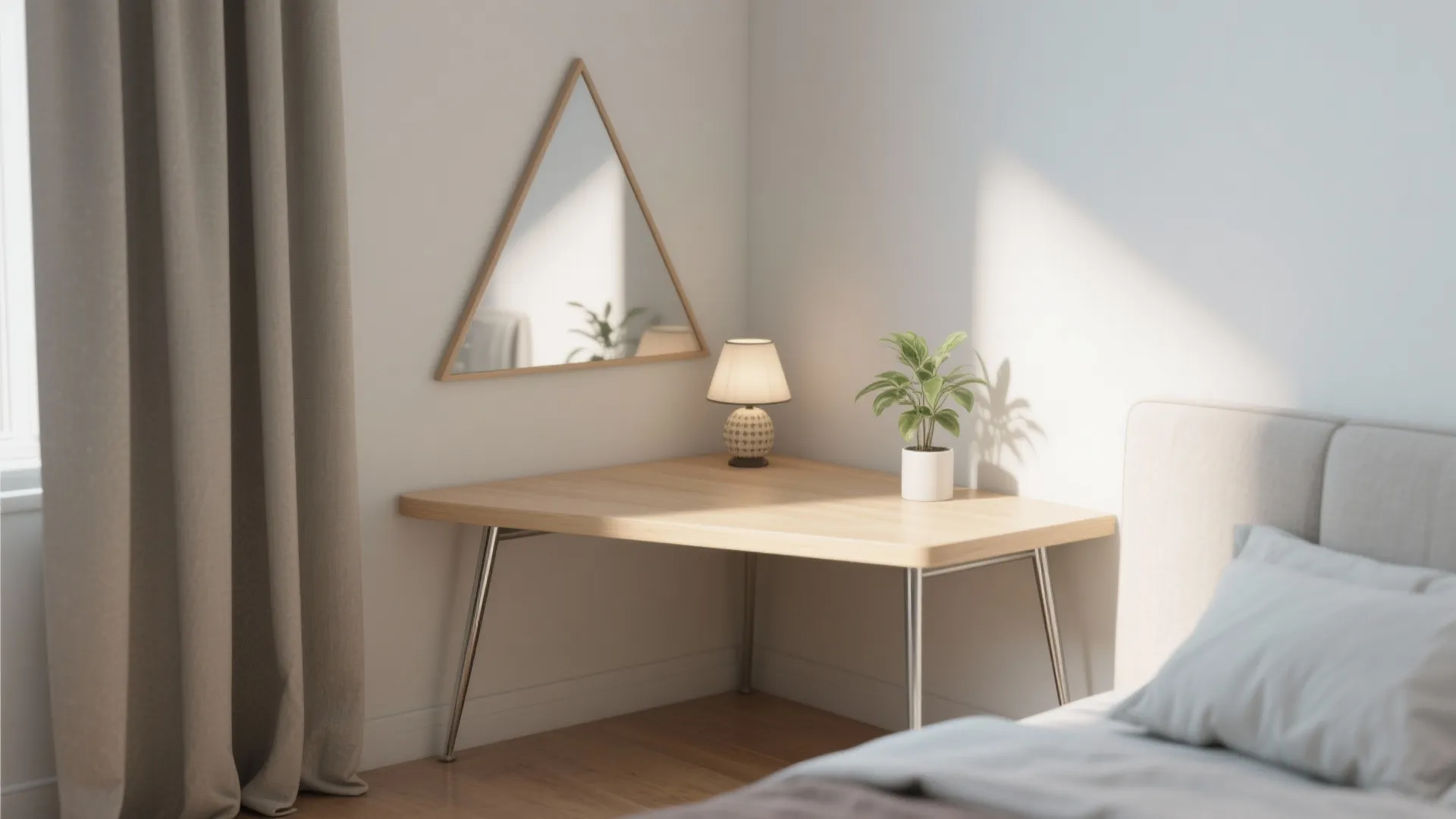 5. Corner or triangular bedside table