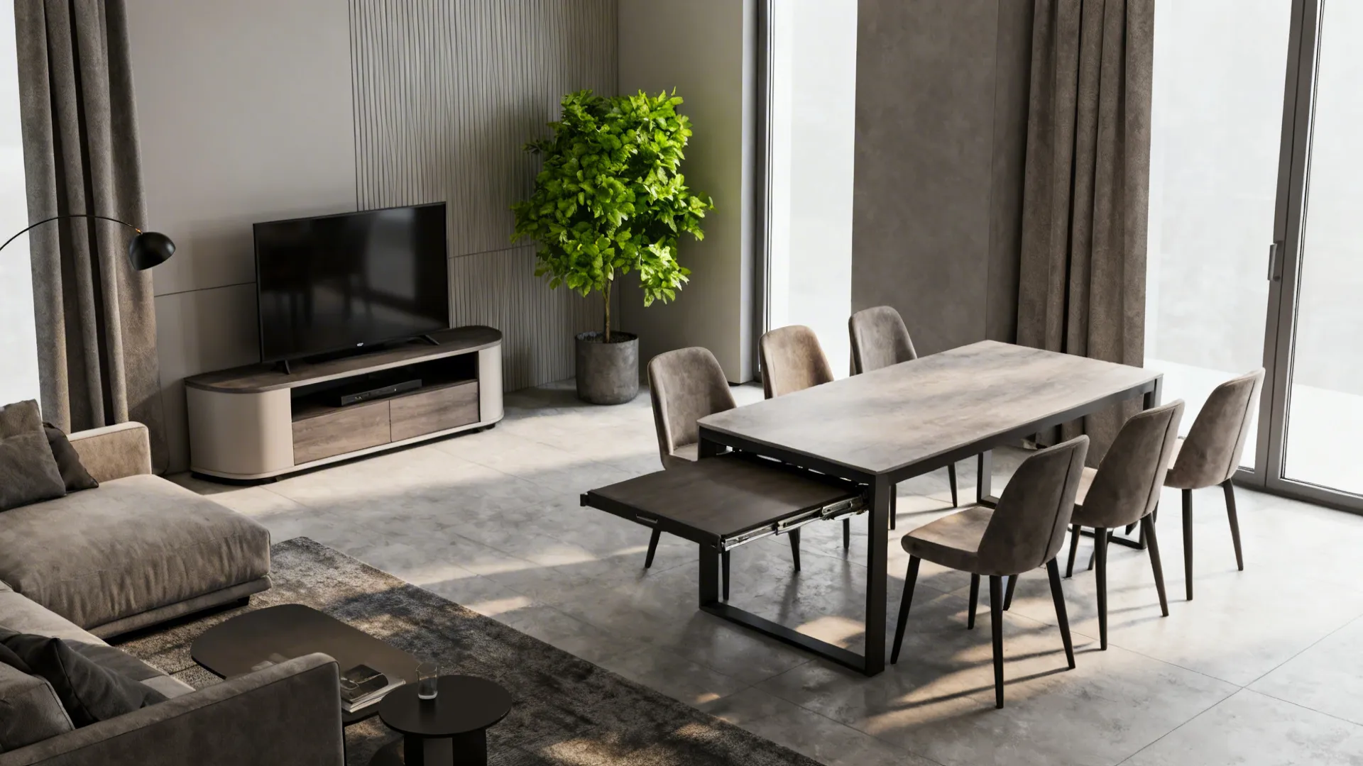 2. Corner TV Unit with Extendable Table