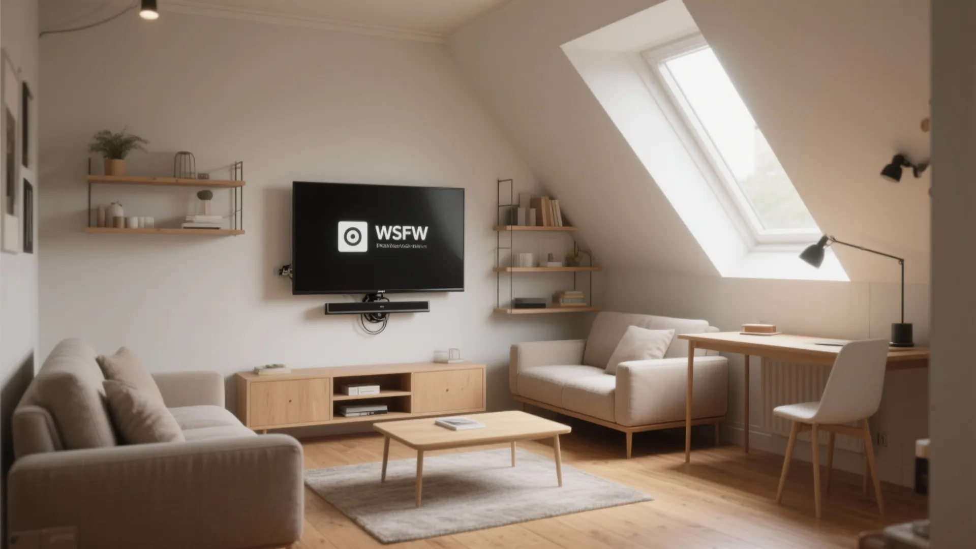 2. Corner TV setup that opens the room