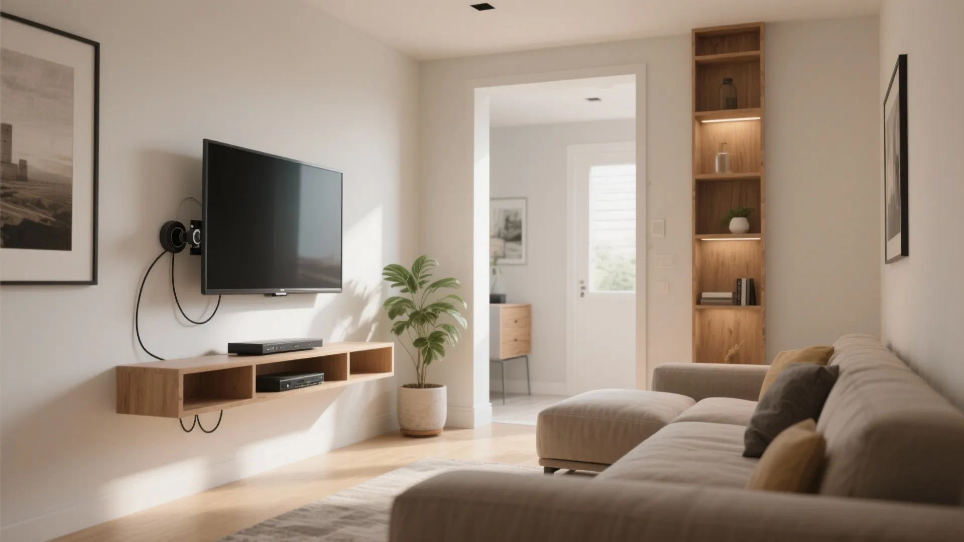 Corner TV + Swivel Mount for L-Shaped Seating