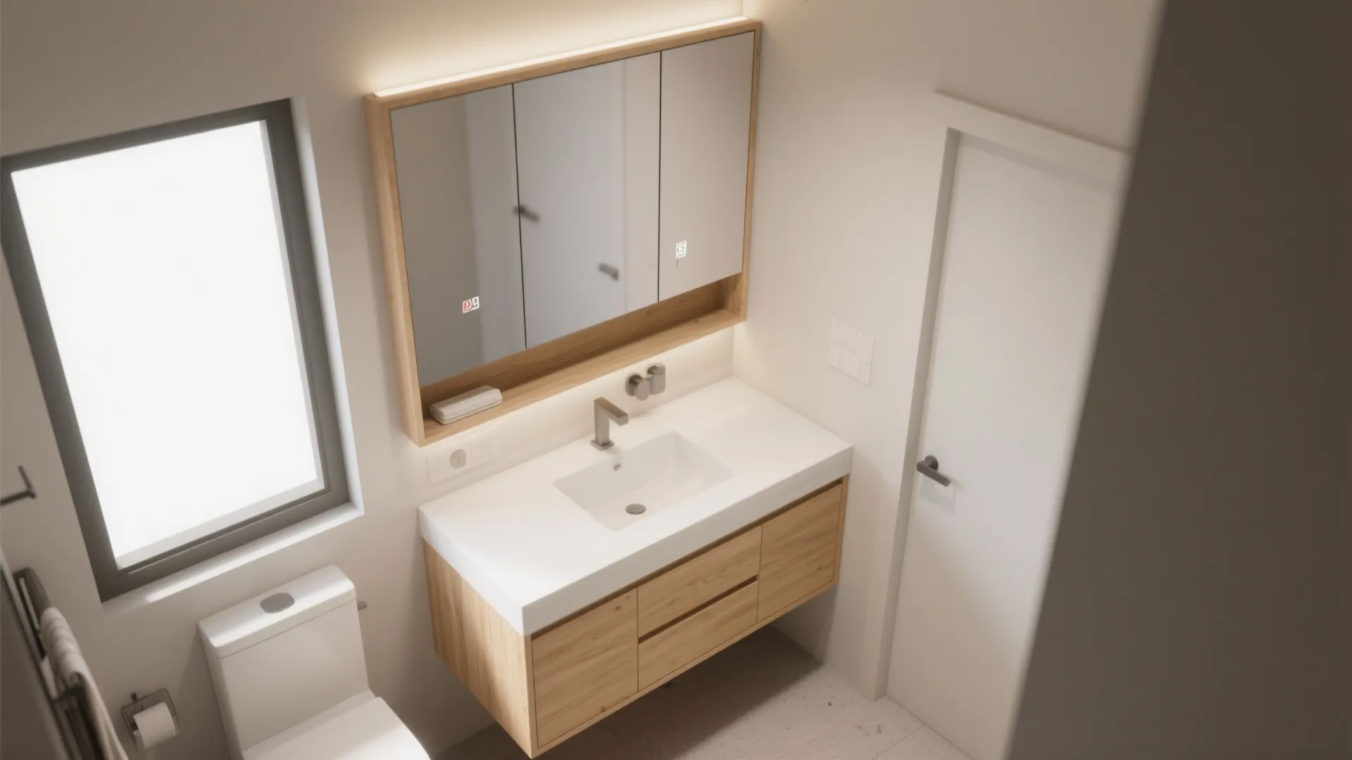 1. Corner Vanity to Free Up Space