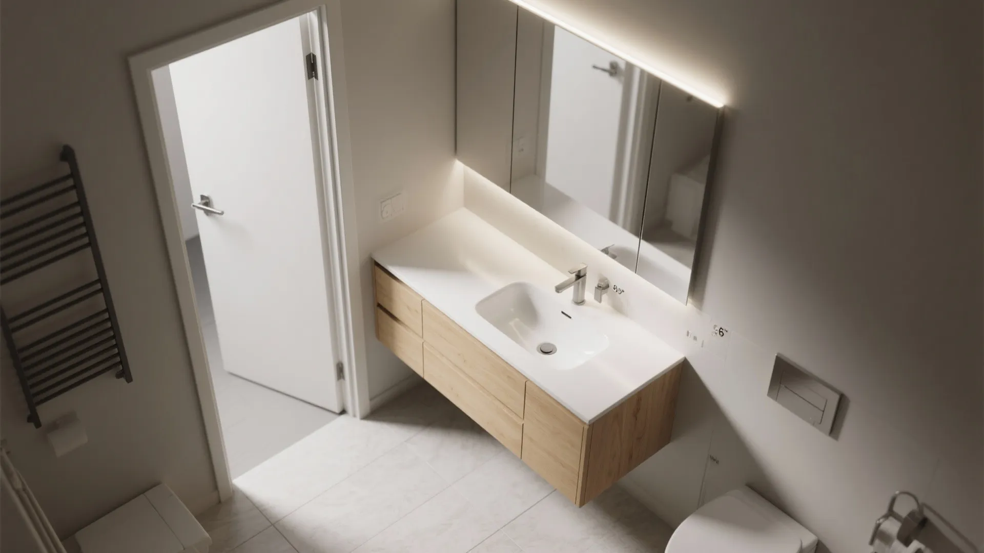 Corner vanity to rescue a tight footprint