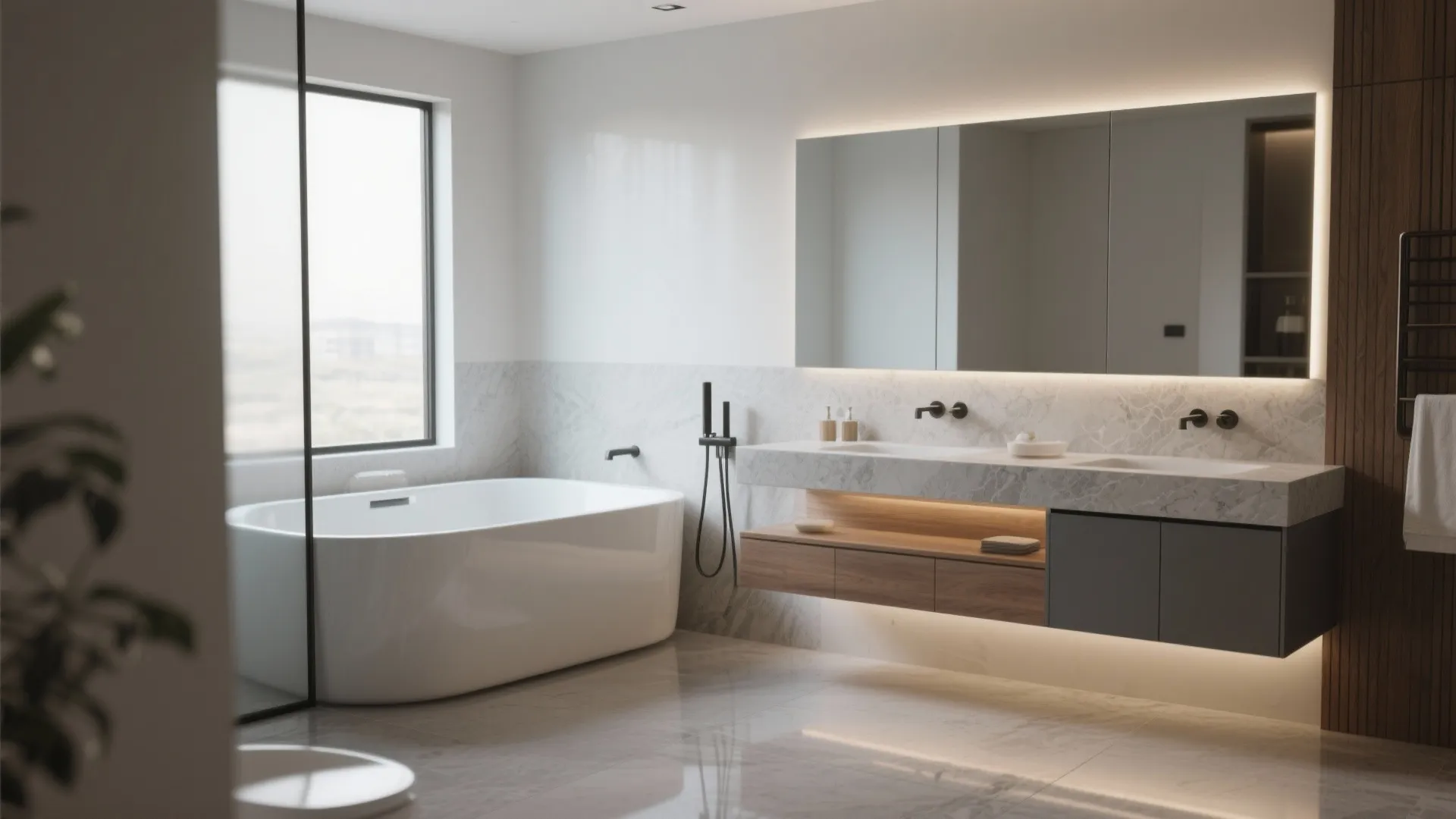 3. Corner Jacuzzi + Floating Vanity