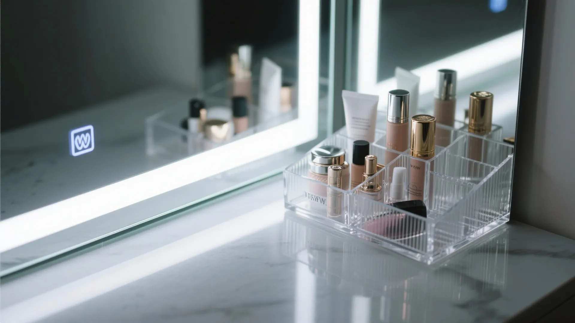 L-shaped corner vanity that unlocks counter space