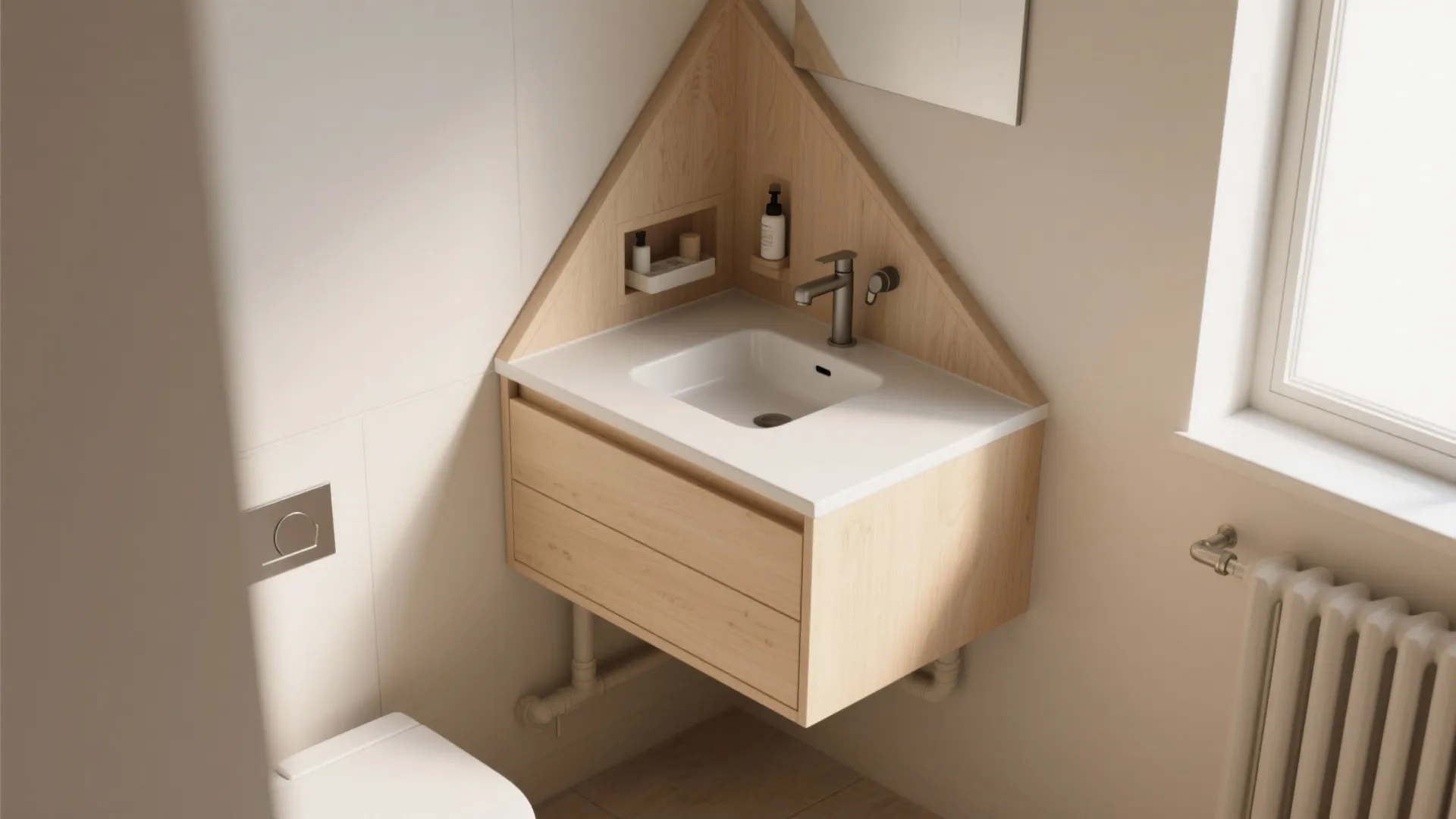 3. Corner vanity to reclaim wasted space