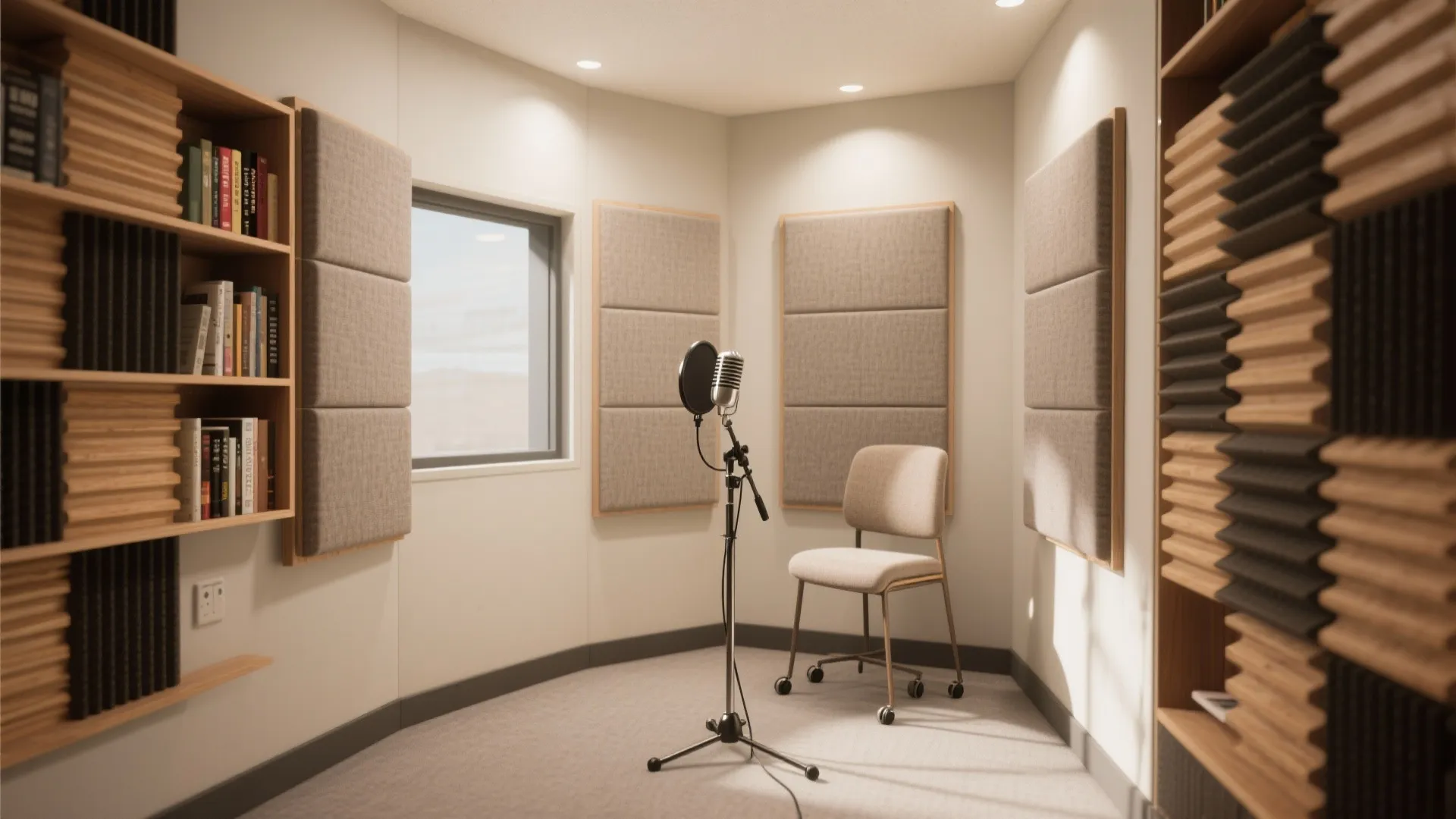 3. Corner vocal booth with soft surfaces