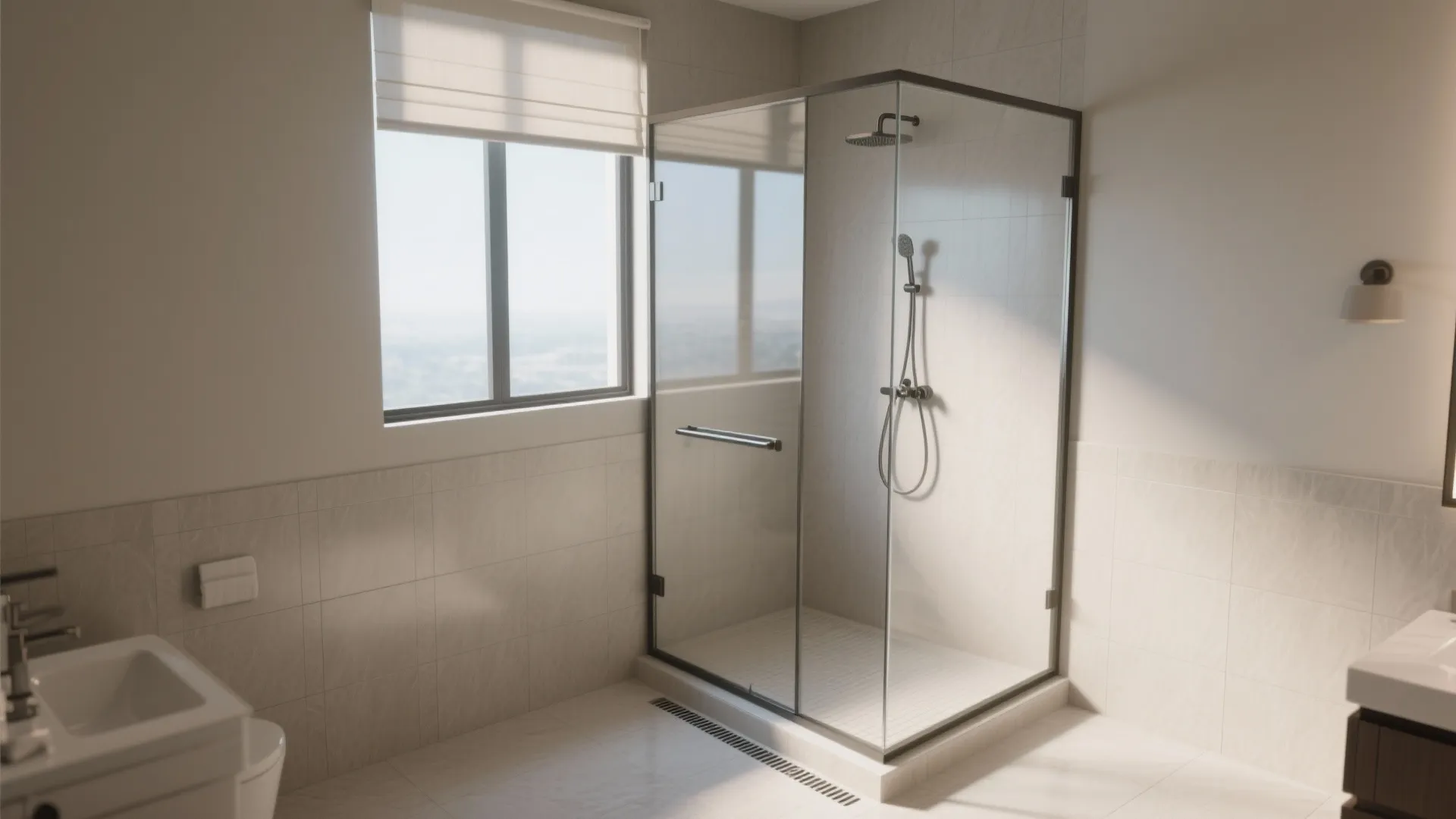 2. Corner walk-in with full-height glass