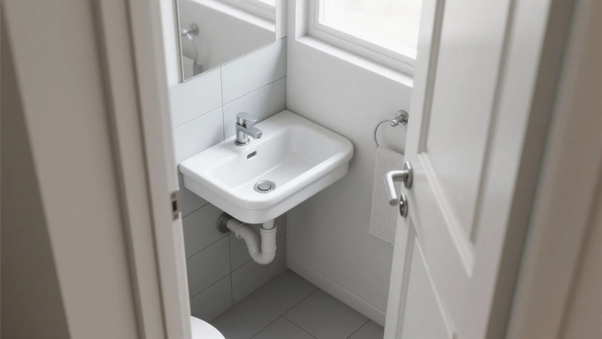 Wall-mounted corner sink for micro bathrooms