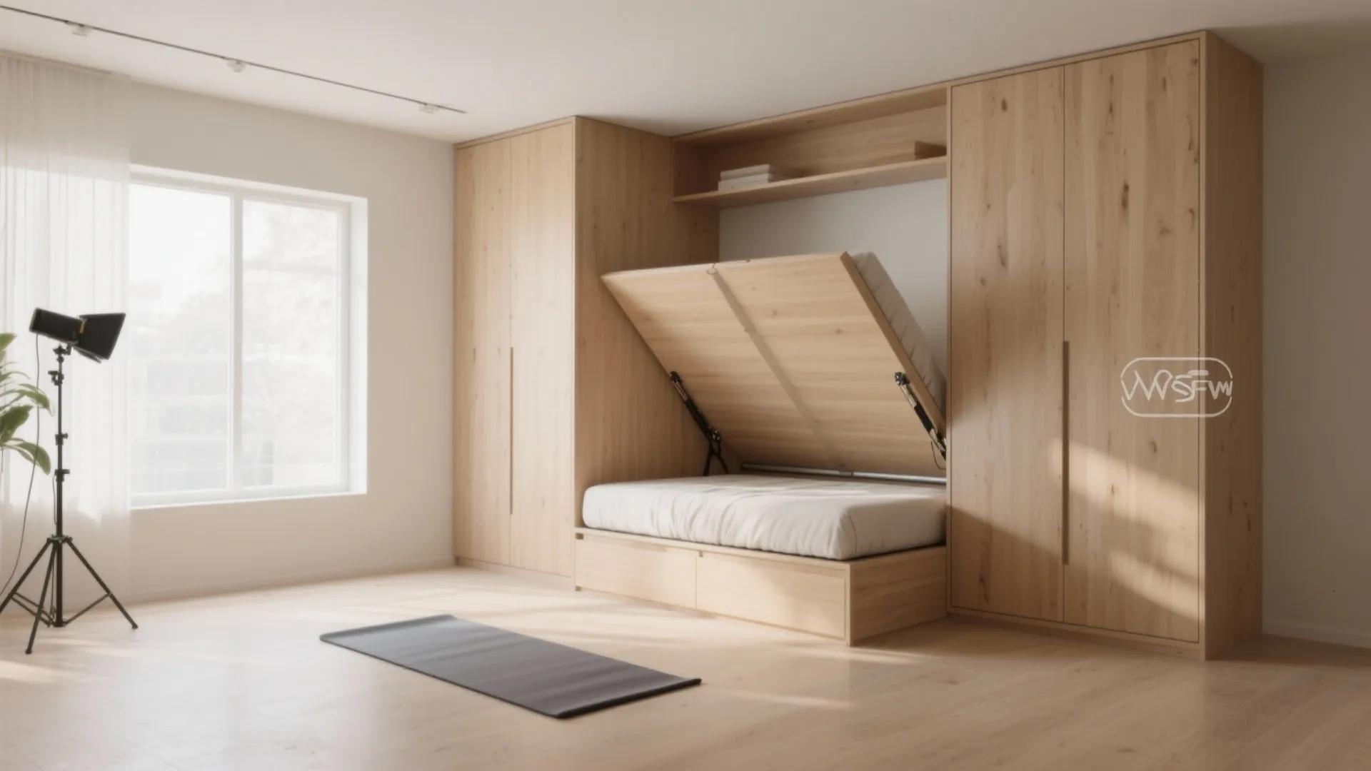 Corner Wall Bed That Frees the Center