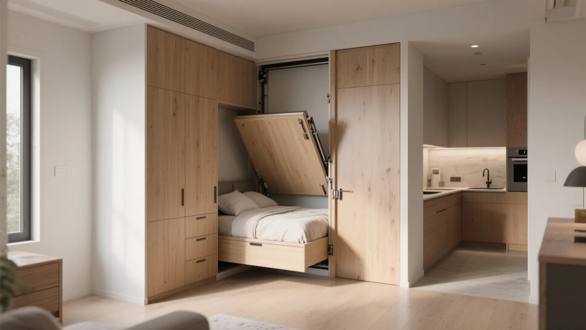 3. Corner wall bed to free circulation