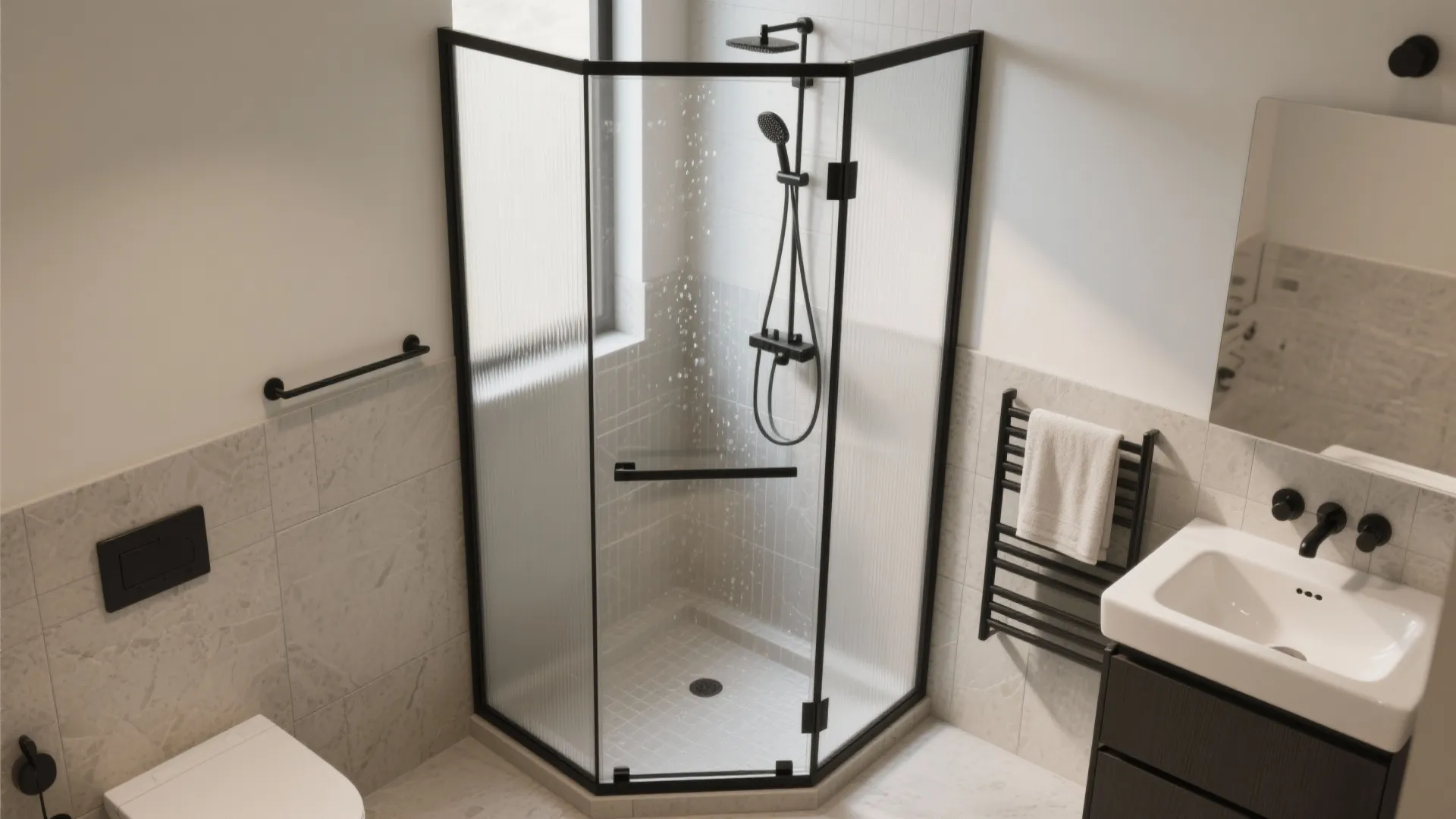 2. Corner wet hub with folding screen