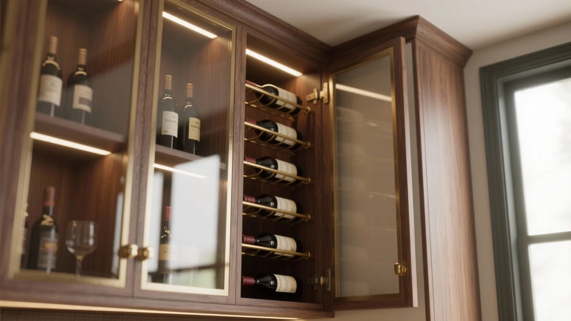 4. Corner china cabinet with integrated wine storage