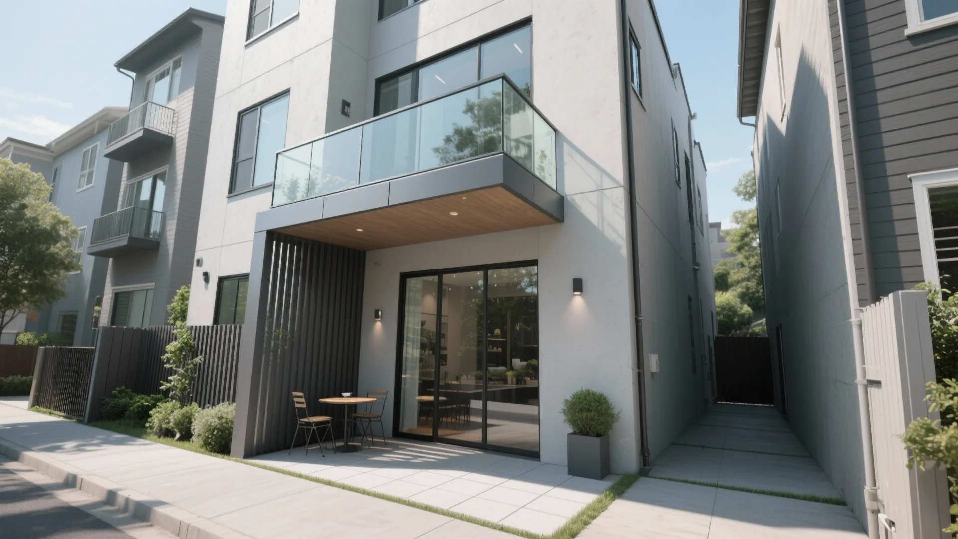 3) Corner or wrap-around balcony for slim footprints