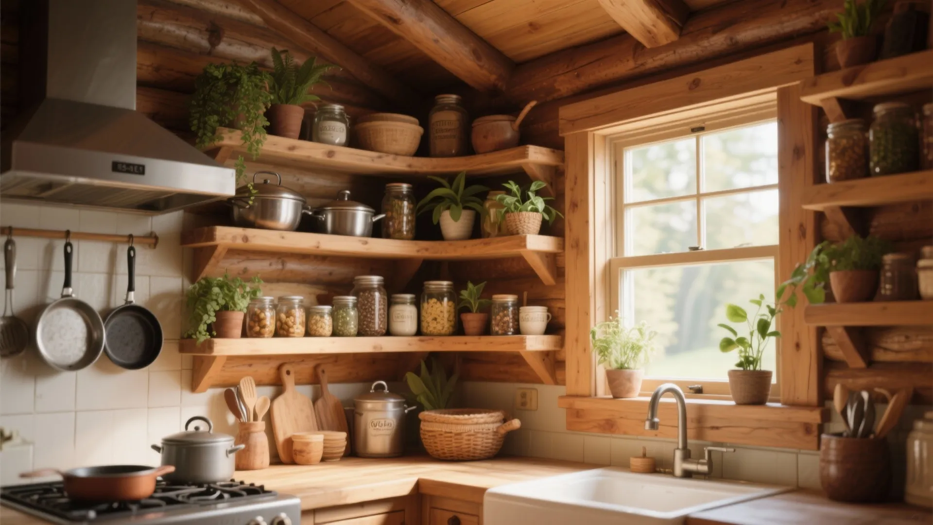 Corner wrap-around shelves