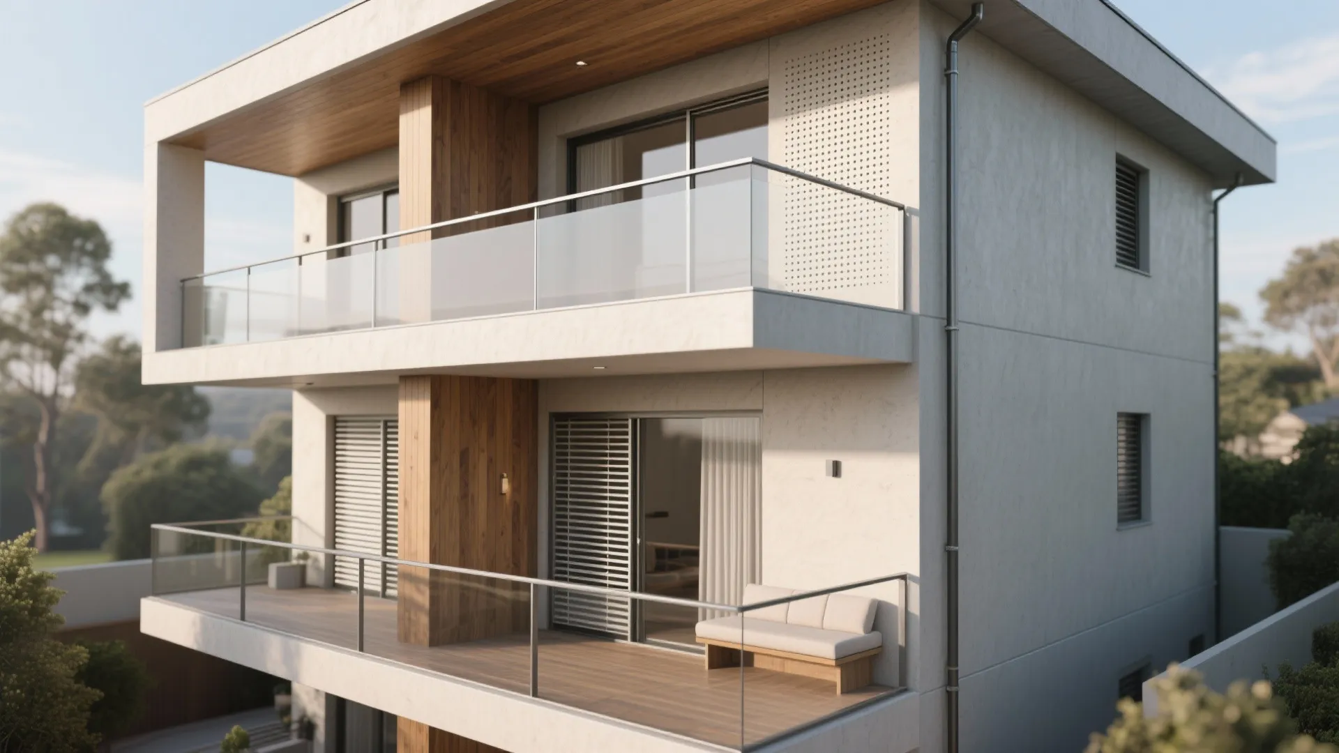 5) Corner-Wrapped Balcony with Sliding Screens