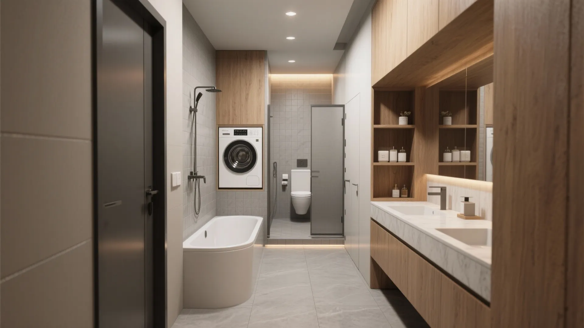 Layout 2: Corridor Bath with Zoned Storage