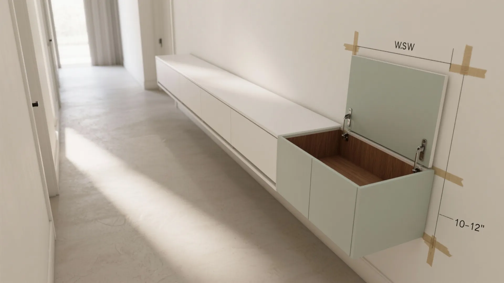 Idea 3: Corridor-length cupboards with perfect clearance