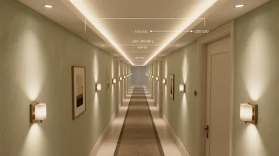 Luxury Hotel Corridor Design with Warm Lighting