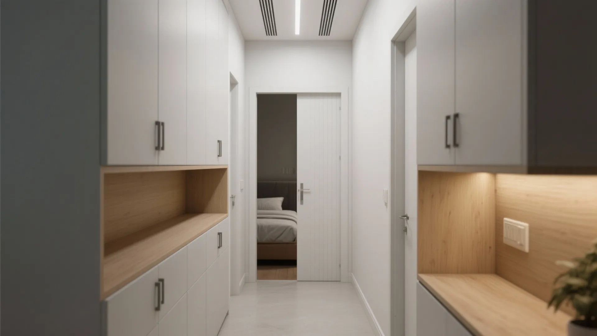 Smart storage corridors and pocket doors