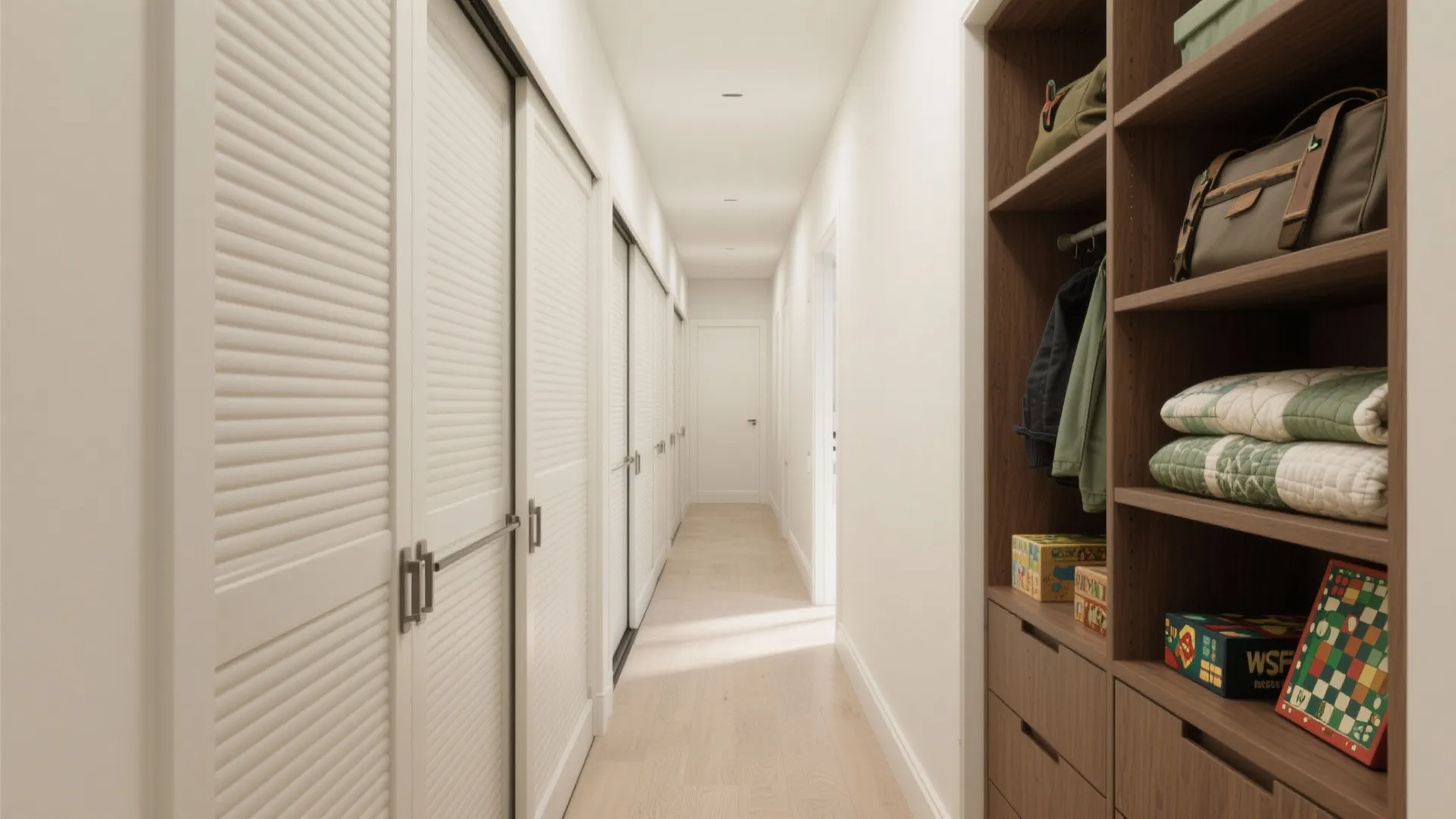 Built-in storage walls and sliding systems