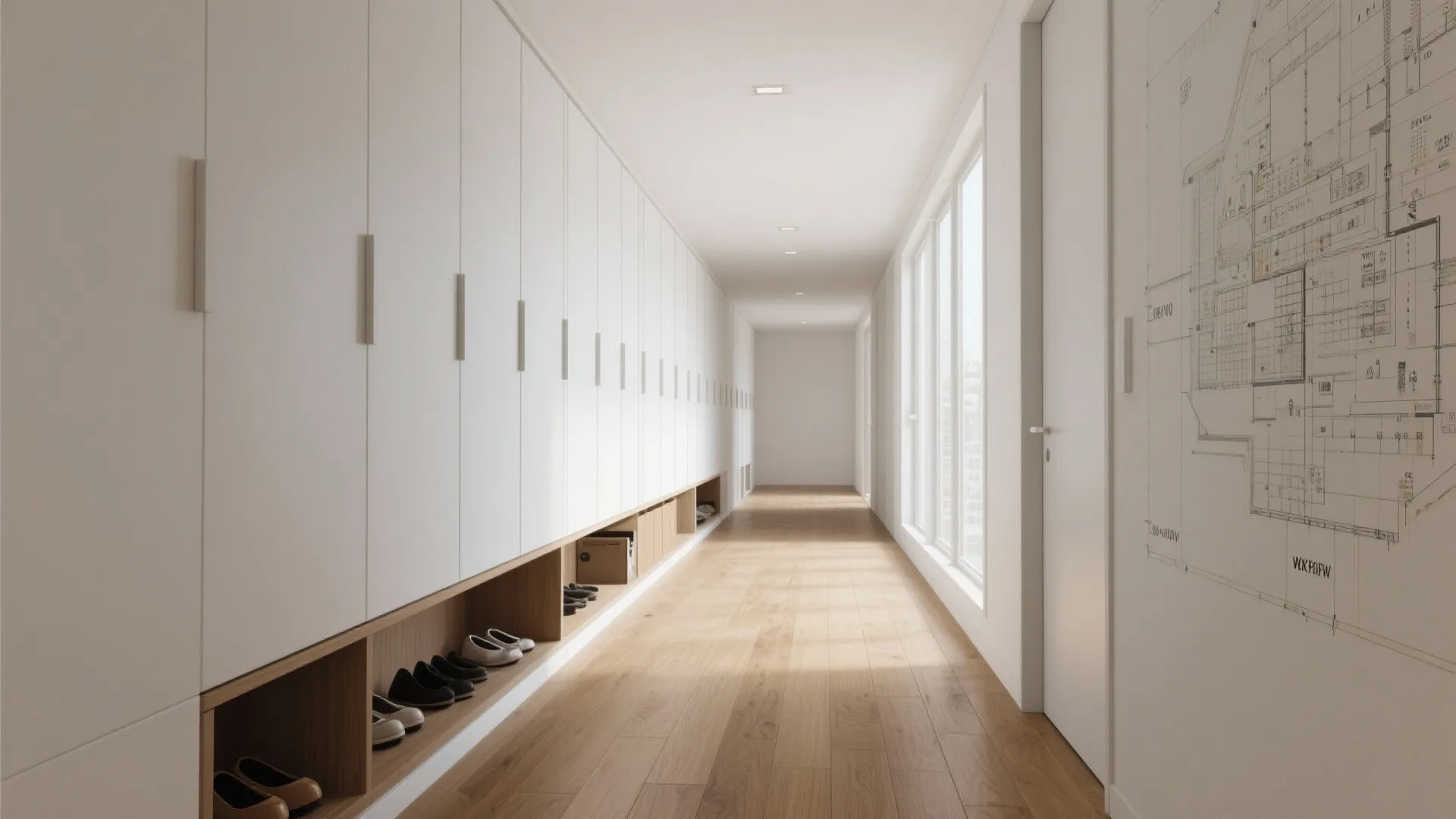 壁面一体の“厚み収納”で廊下を機能軸に（東京小戸型＋収納技巧）