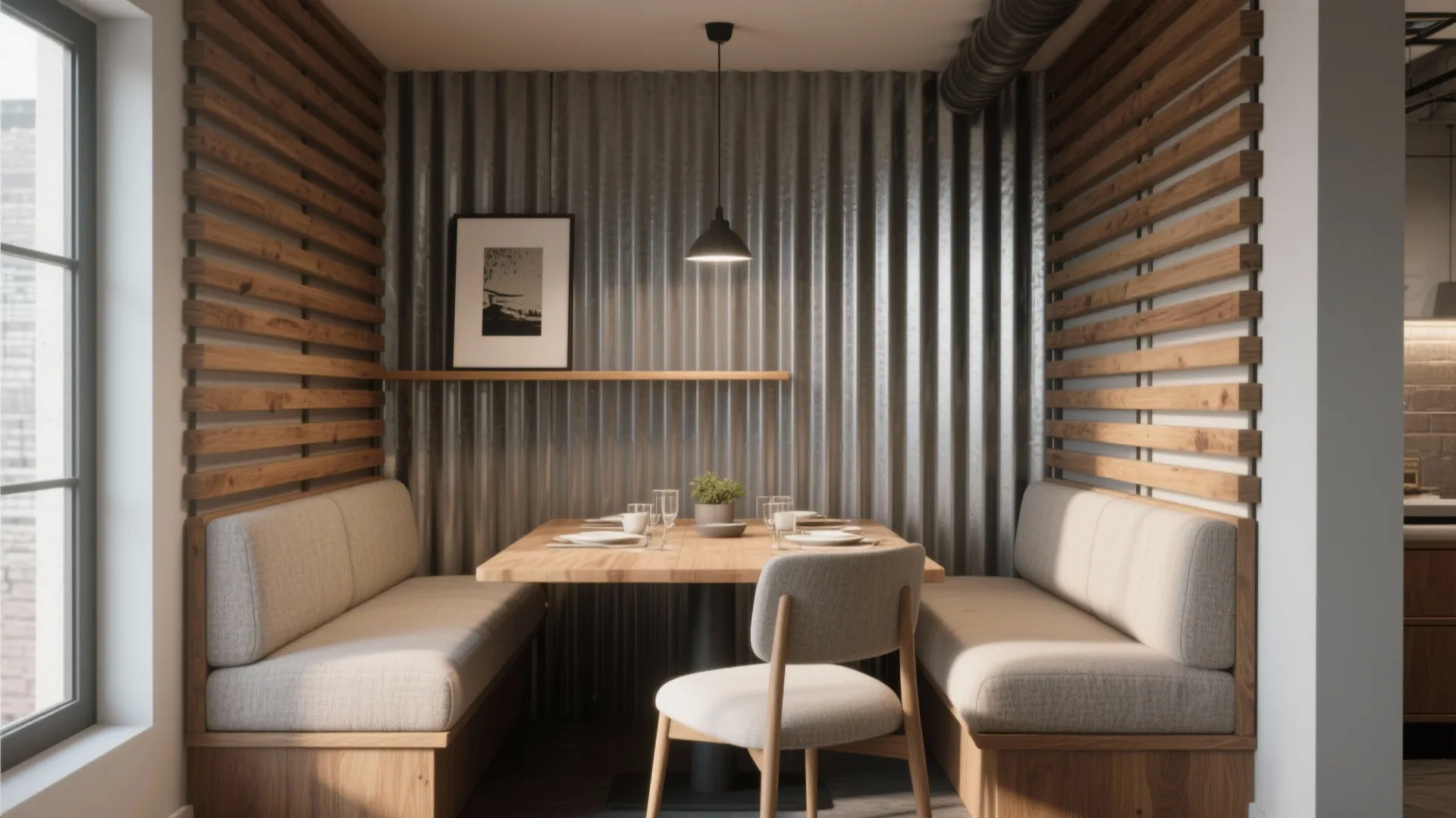 Corrugated Metal with Warm Wood Accents