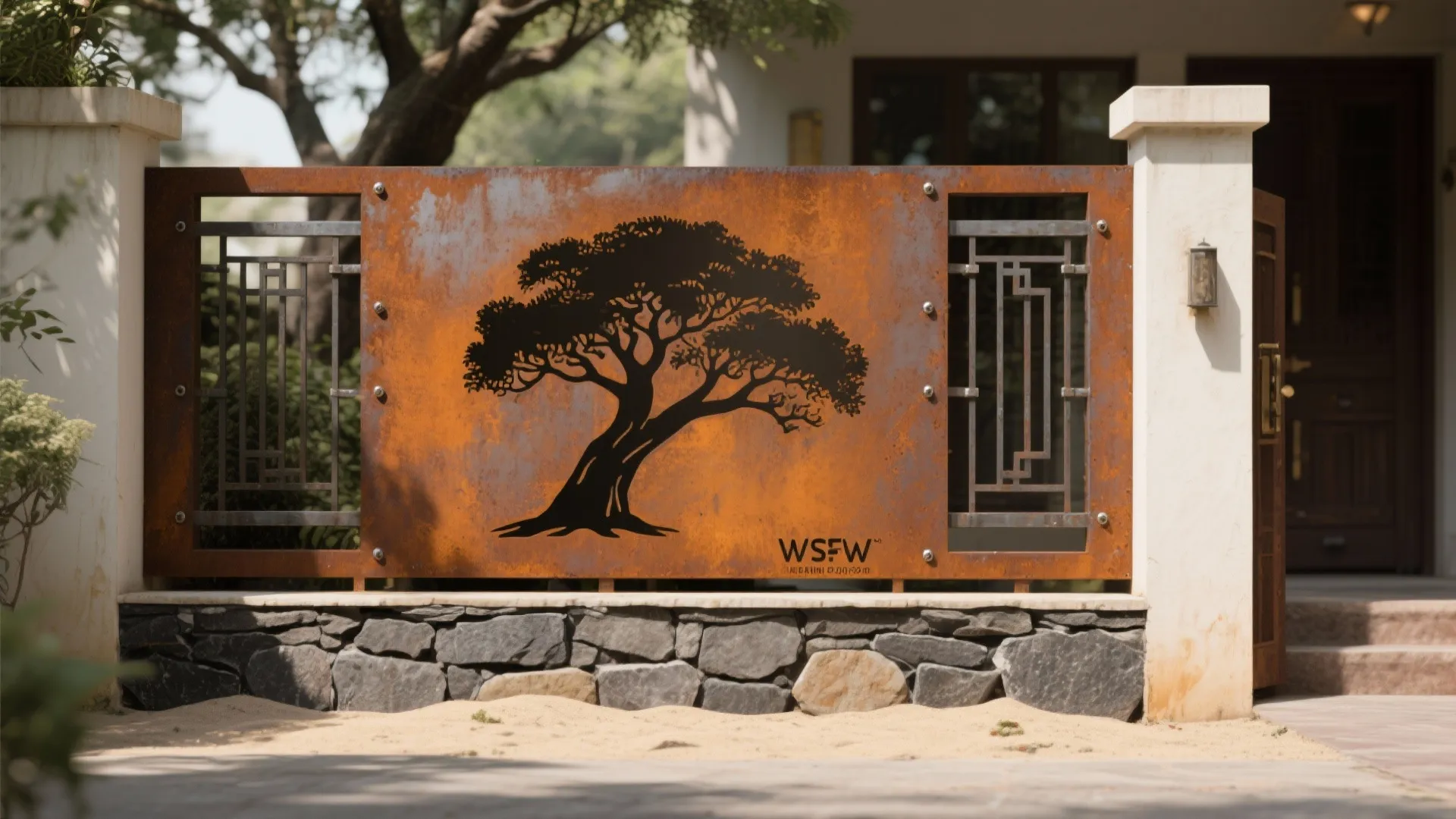 3) Corten steel story panel (rustic, low-fuss)