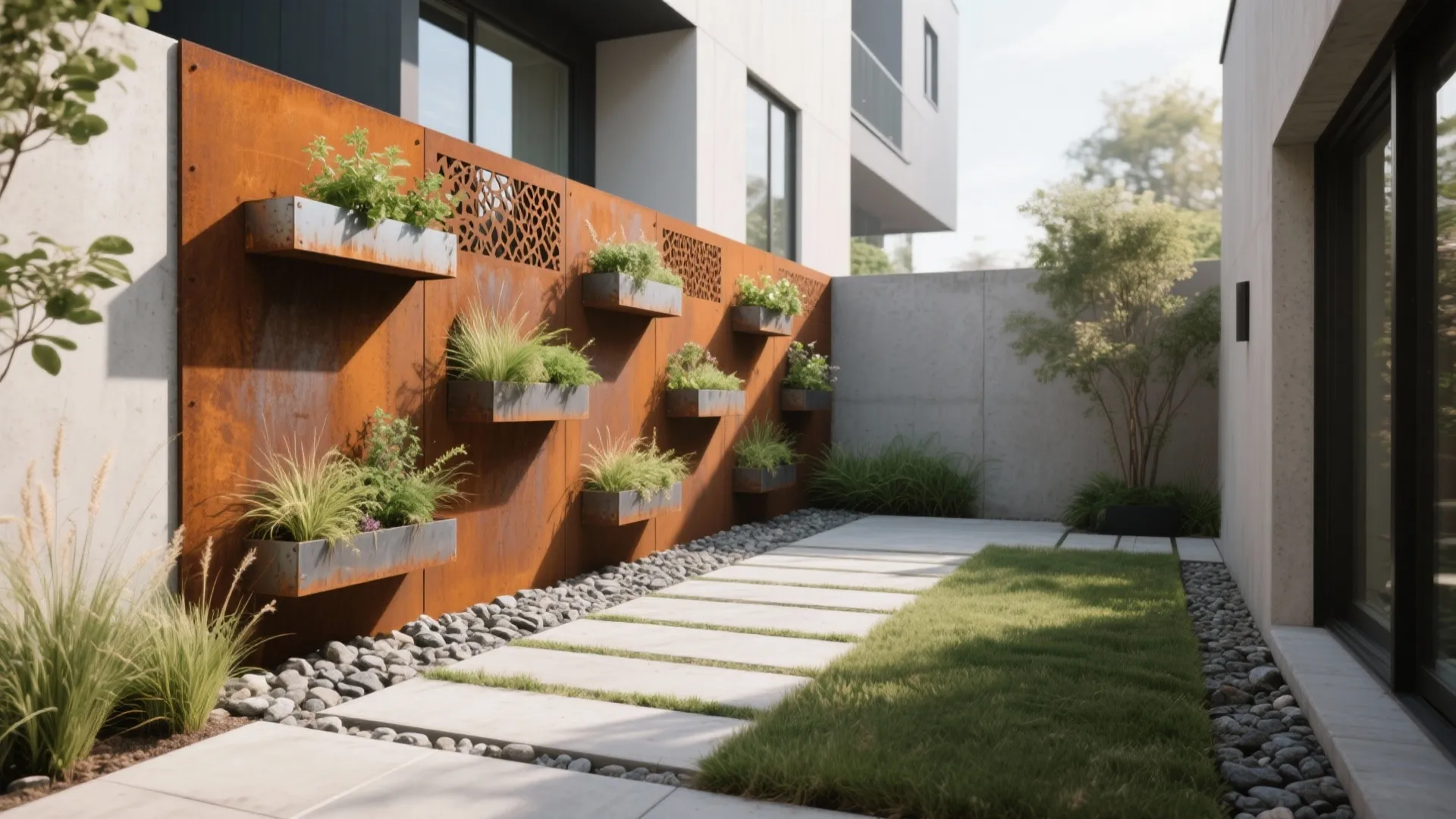 1) Weathering Steel Statements with Planting Pockets