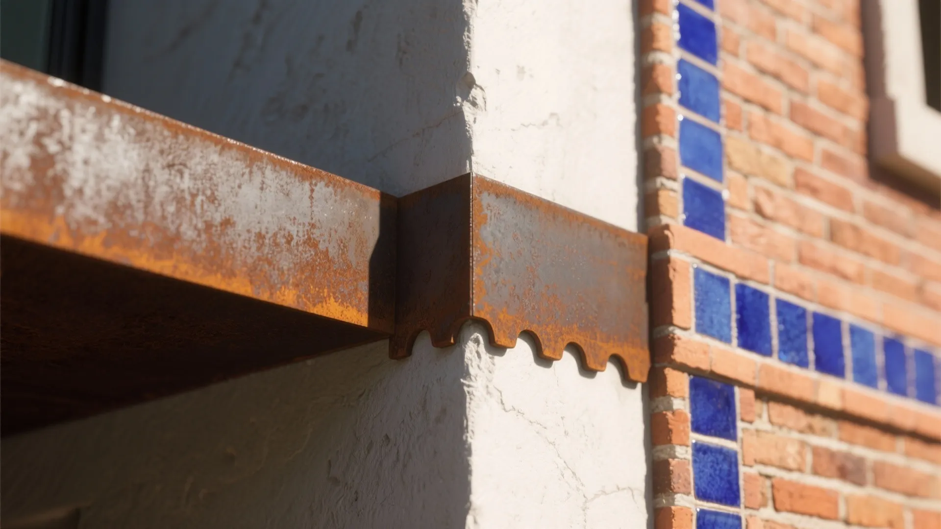 Mixed Materials: Brick, Corten, and Handmade Tile Accents
