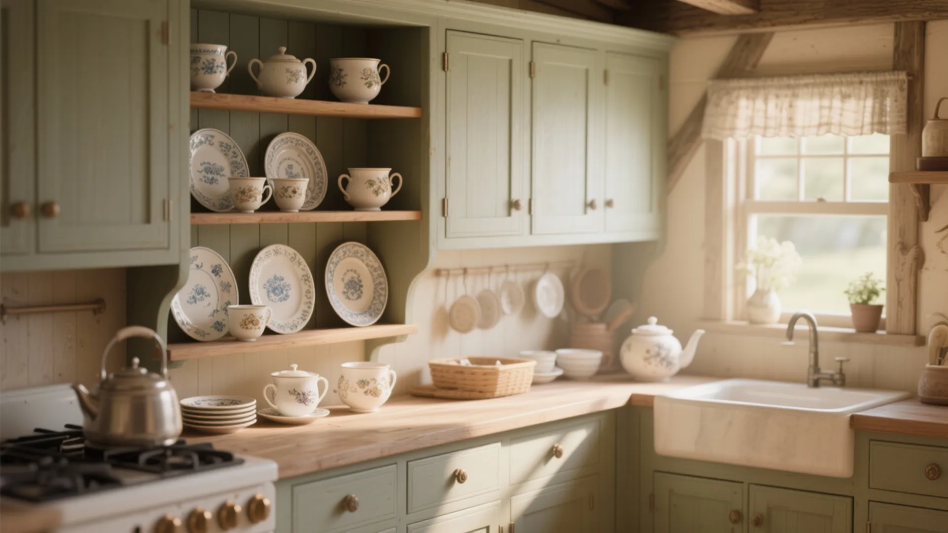 1. Open Shelving with Well-Loved Dishware